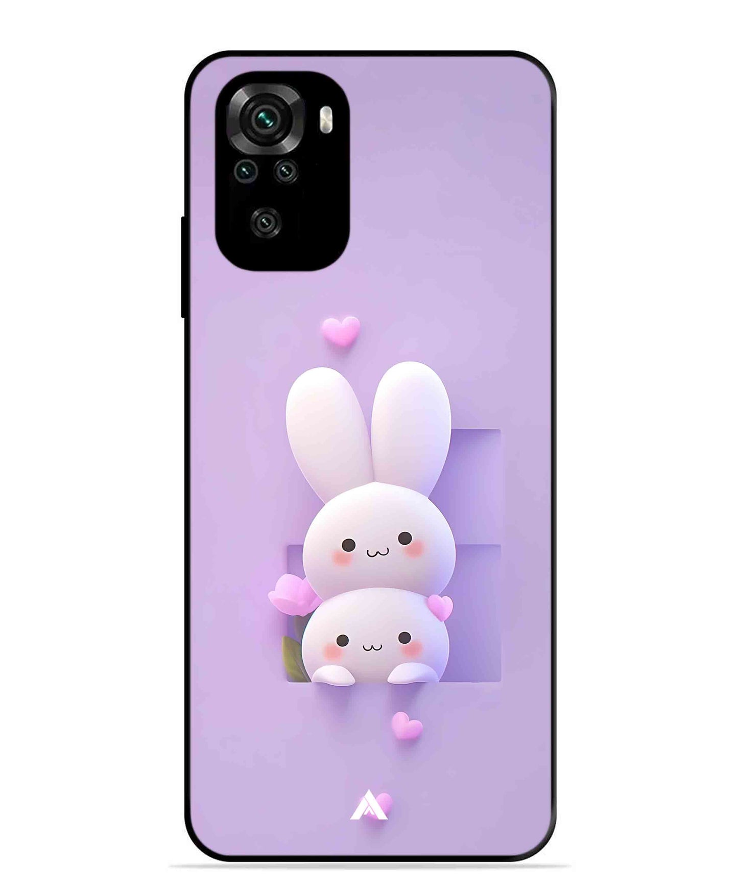 Purple Bunnies Metal Back Cover Phone Case for Xiaomi Redmi Note 10