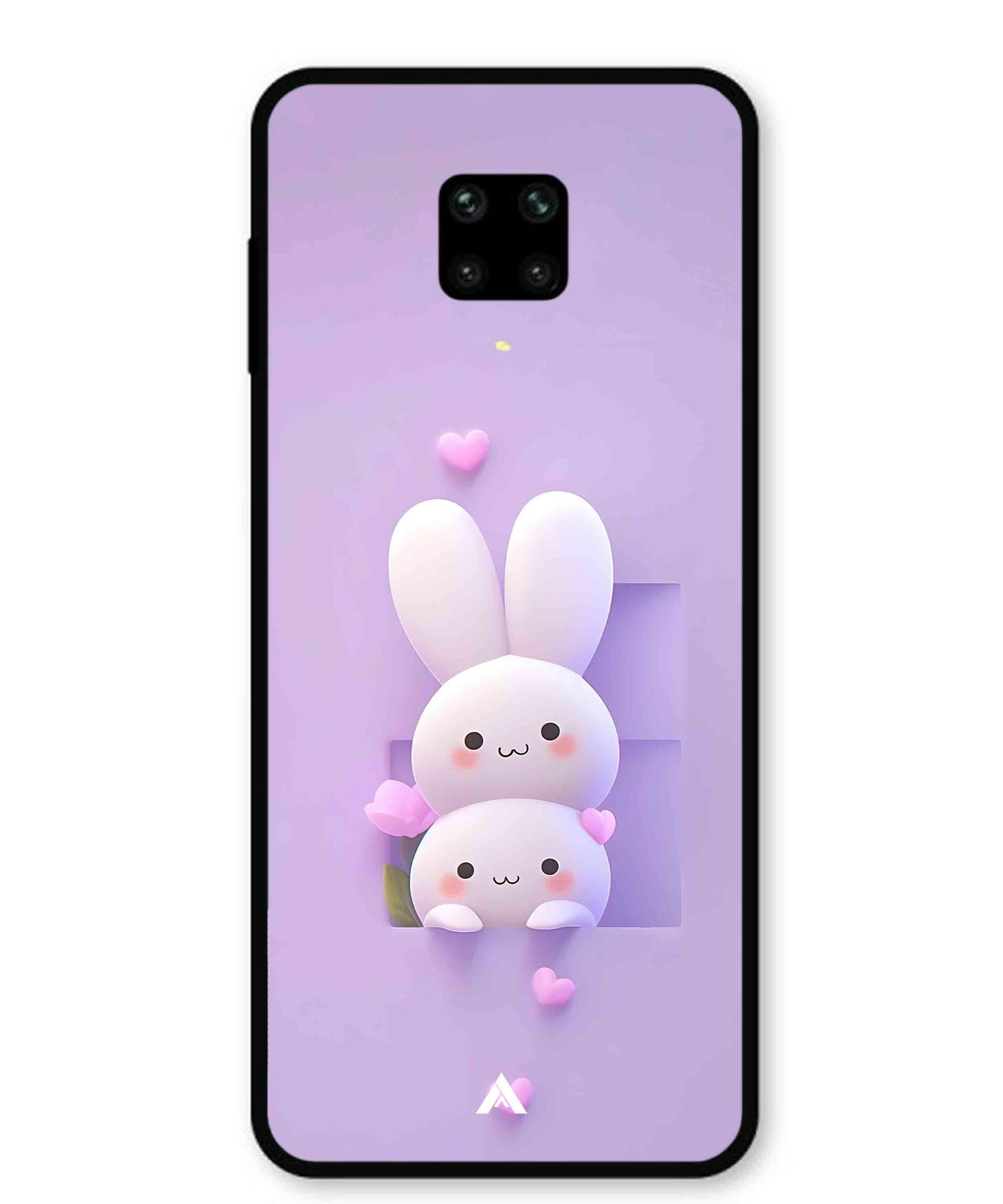 Purple Bunnies Metal Back Cover Phone Case for Xiaomi Redmi Note 9 Pro