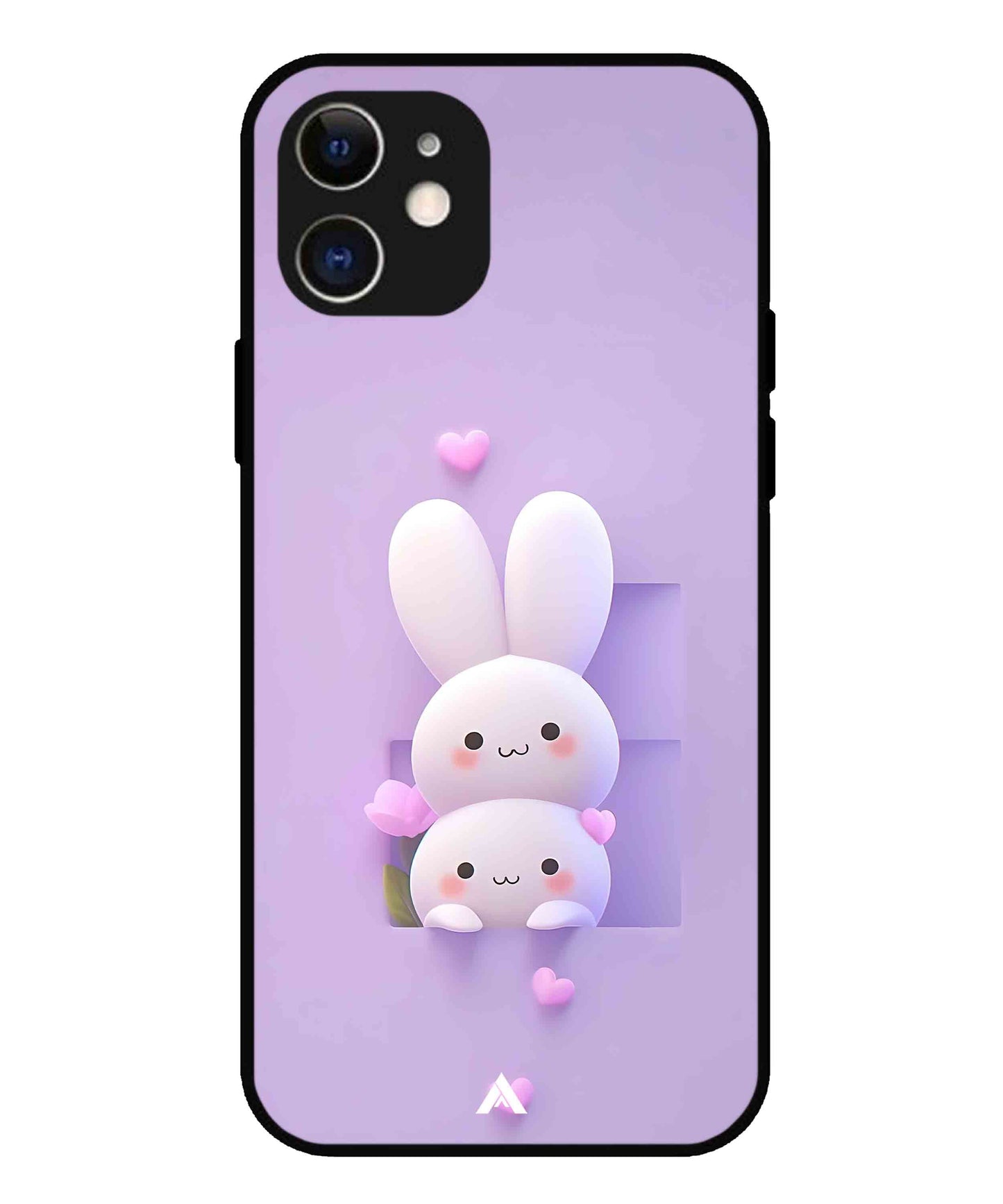 Purple Bunnies Metal Back Cover Phone Case for iPhone 12