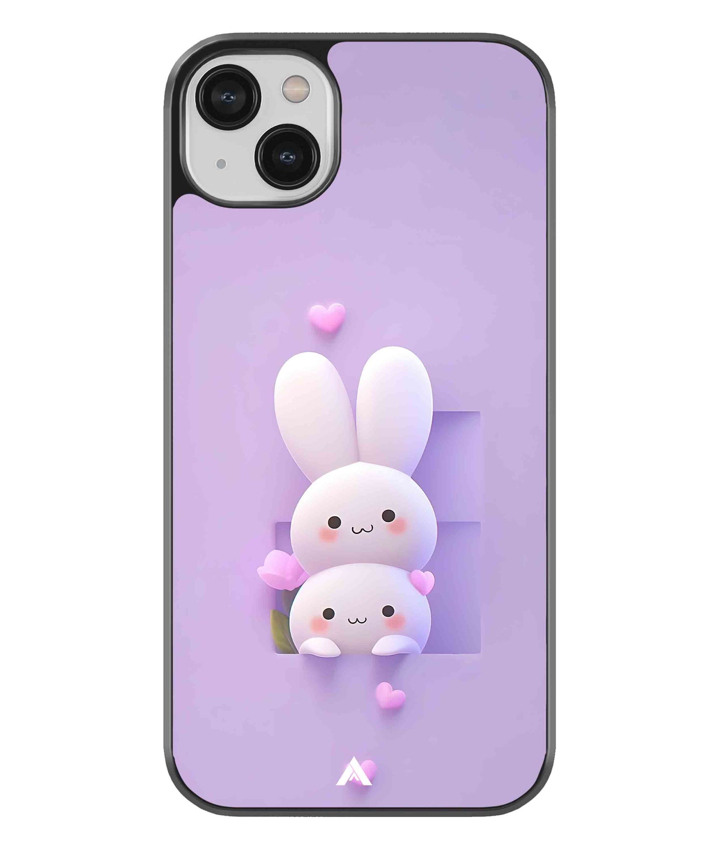 Purple Bunnies Metal Back Cover Phone Case for iPhone 13
