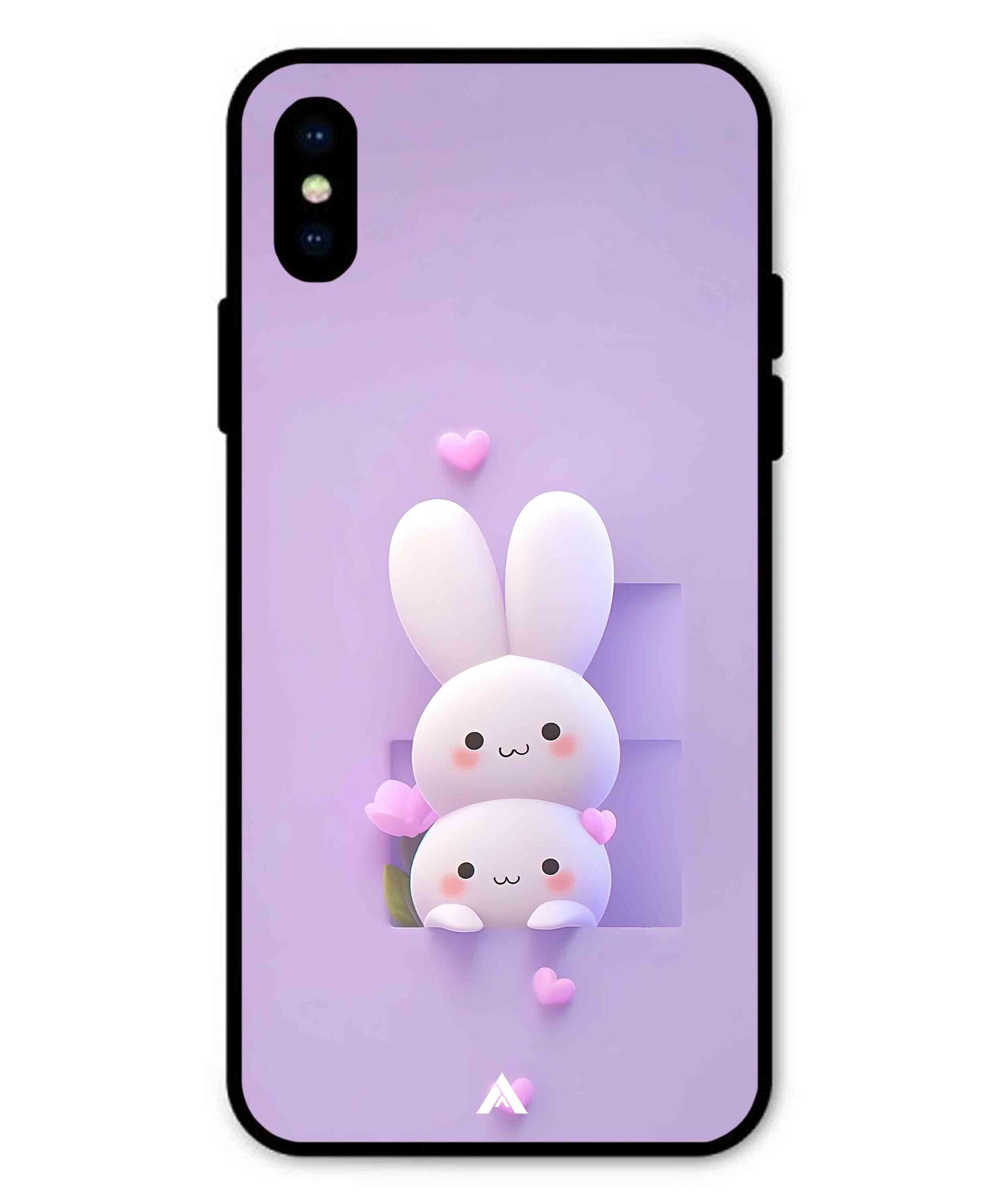 Purple Bunnies Metal Back Cover Phone Case for iPhone Xs