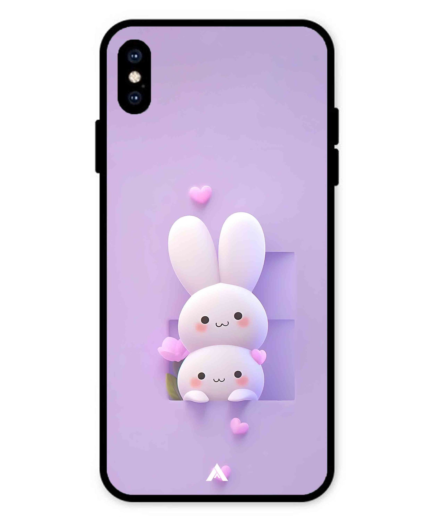 Purple Bunnies Metal Back Cover Phone Case for iPhone Xs Max