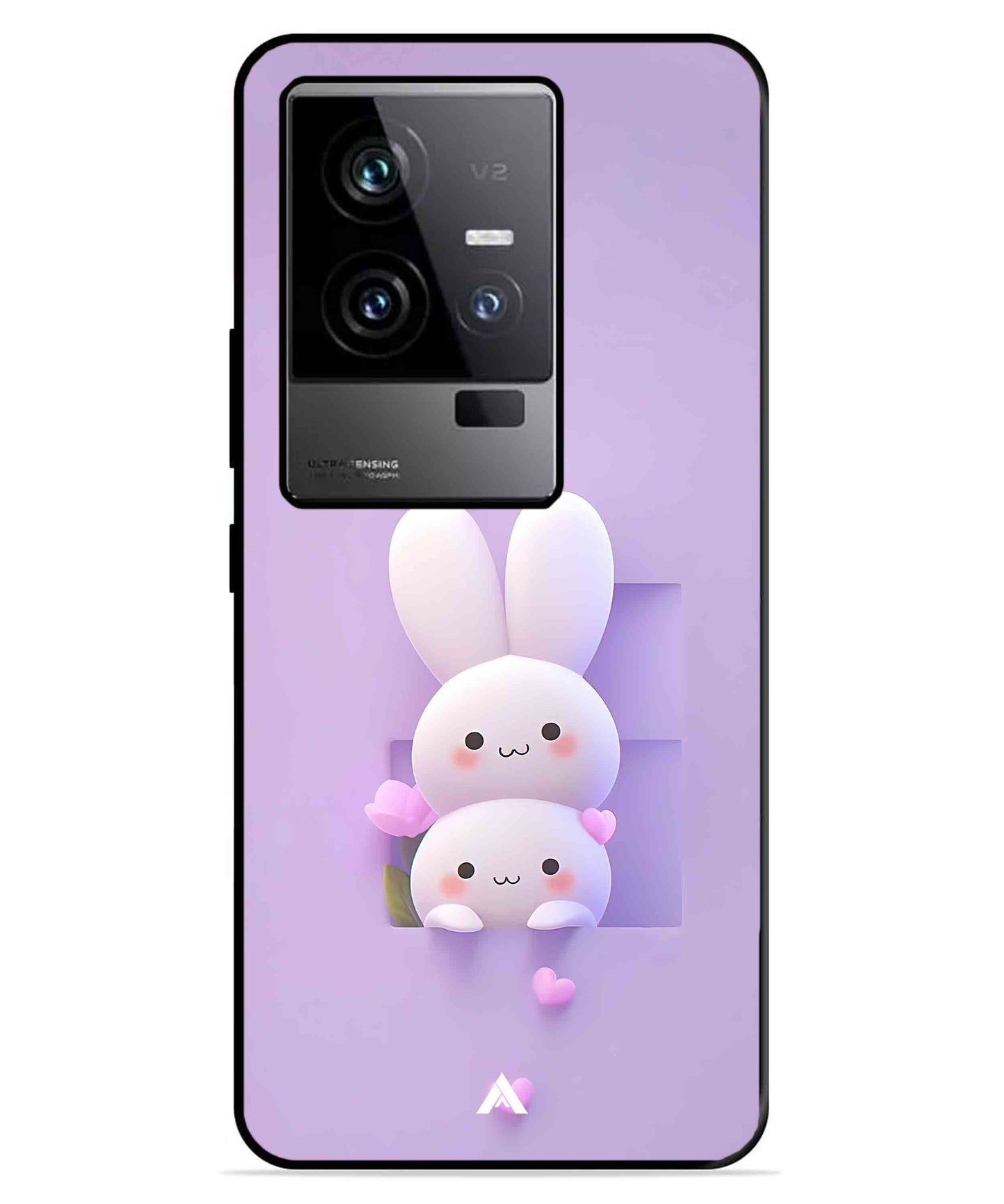 Purple Bunnies Metal Back Cover Phone Case for iQOO 11