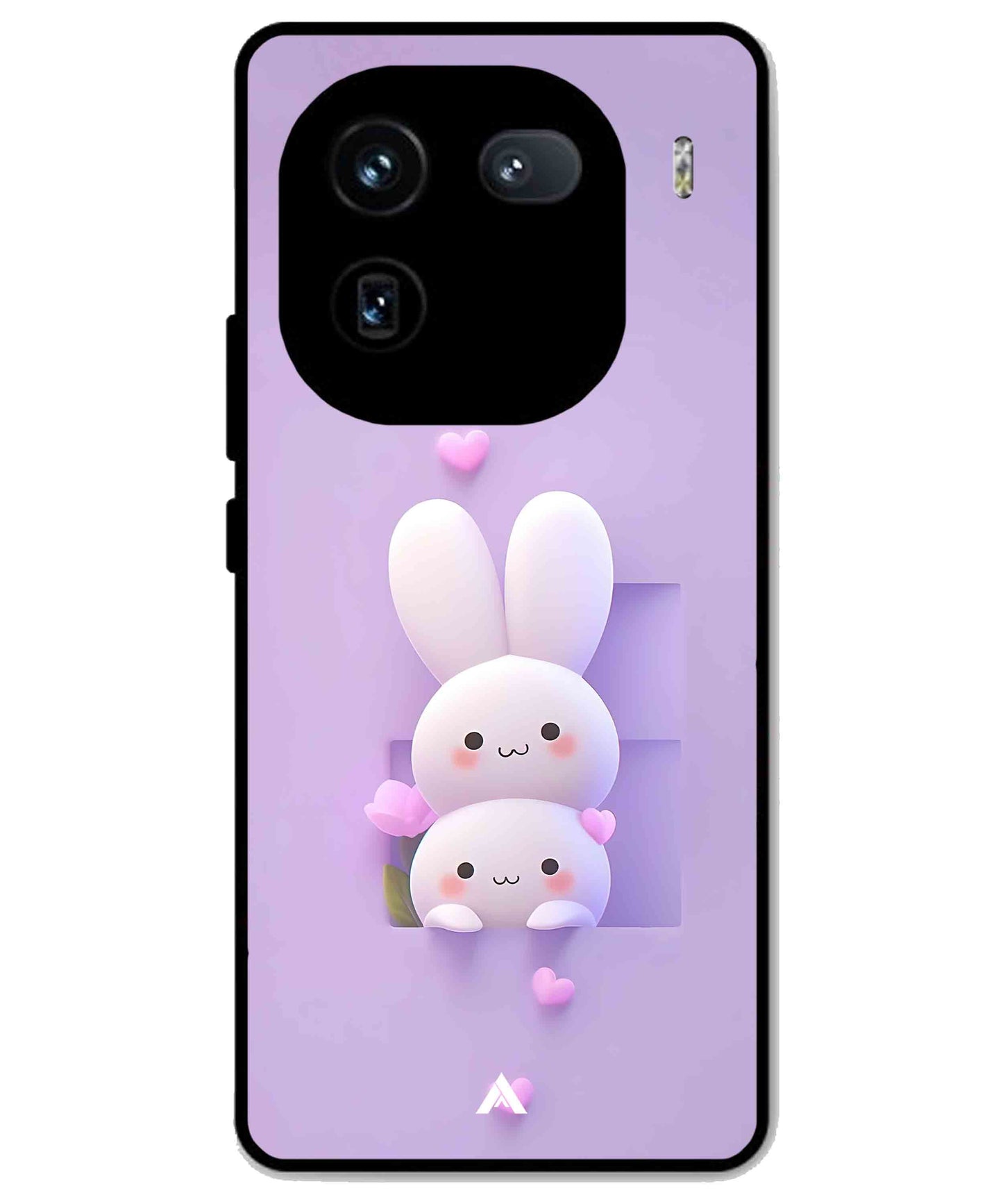 Purple Bunnies Metal Back Cover Phone Case for iQOO 12