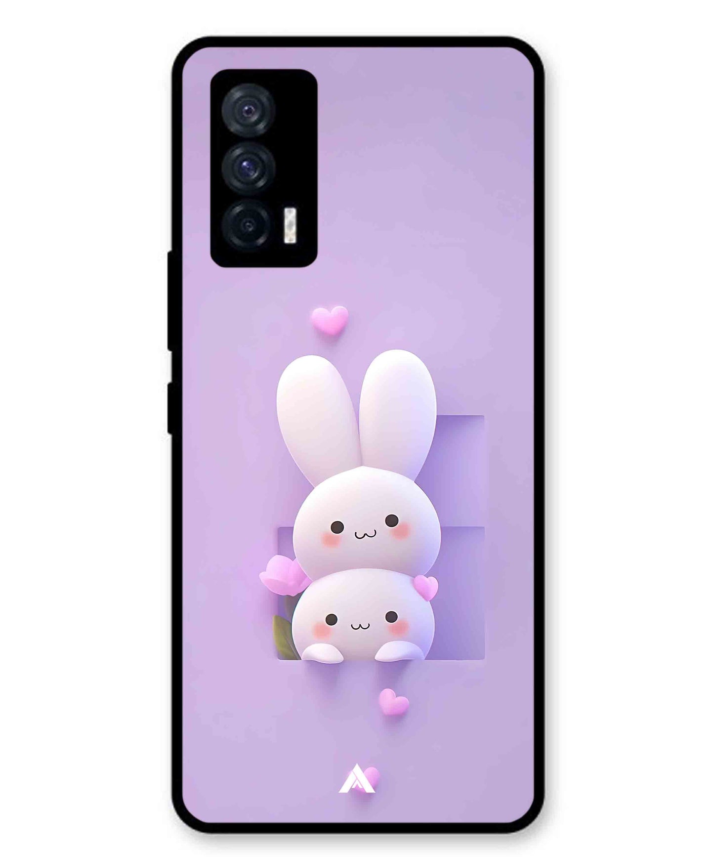 Purple Bunnies Metal Back Cover Phone Case for iQOO 7