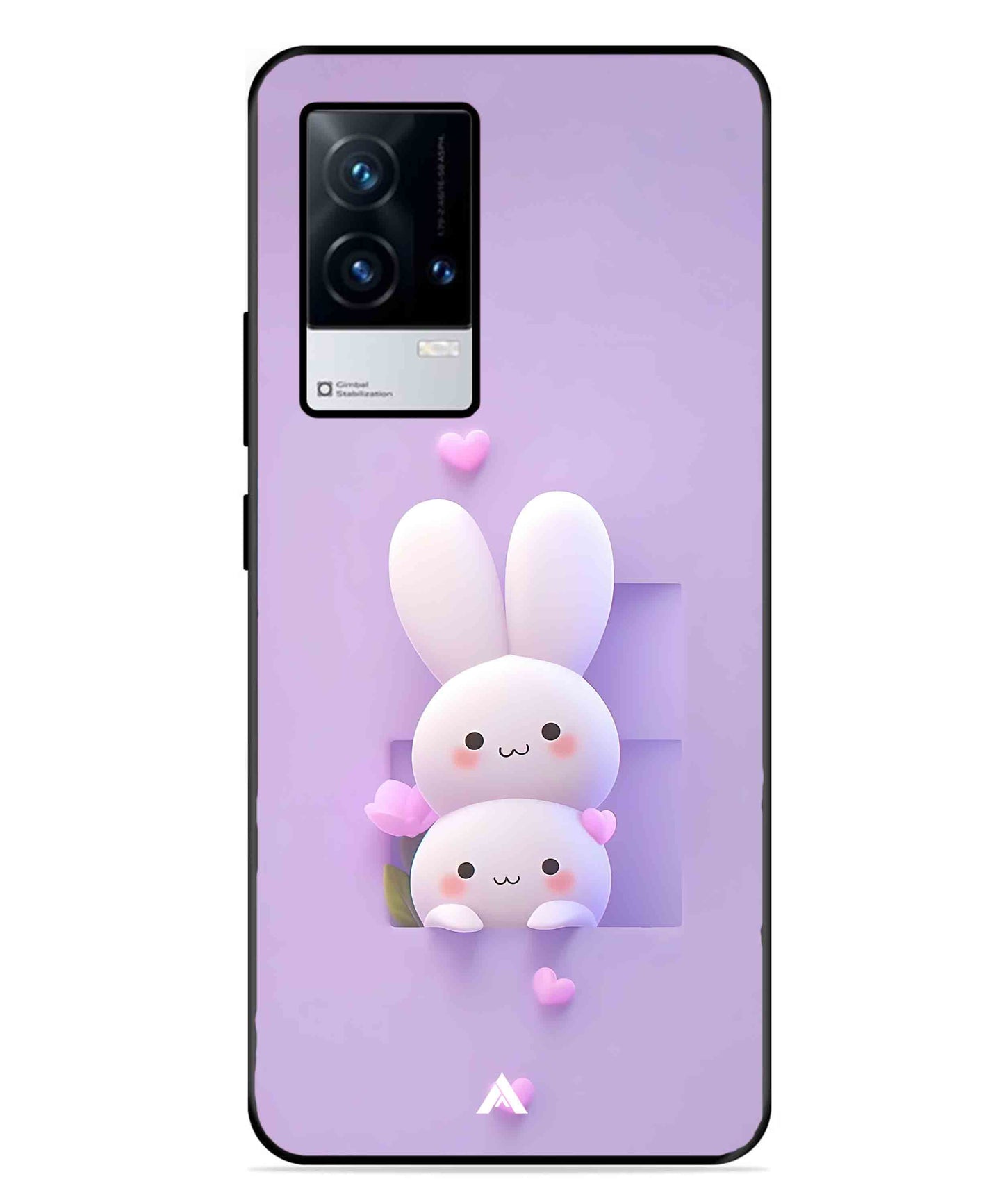 Purple Bunnies Metal Back Cover Phone Case for iQOO 8