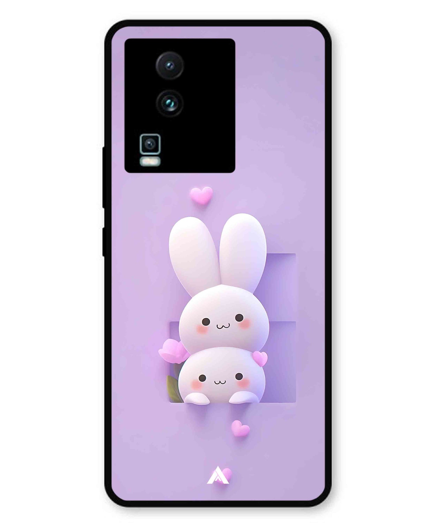 Purple Bunnies Metal Back Cover Phone Case for iQOO Neo 7