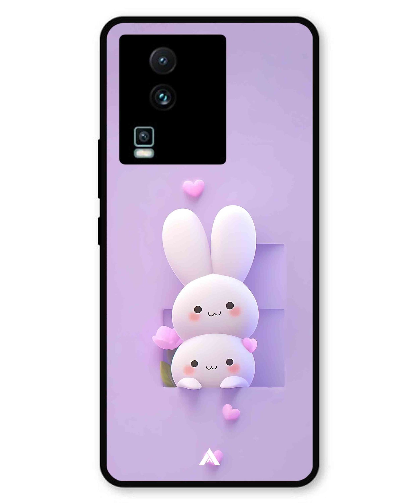 Purple Bunnies Metal Back Cover Phone Case for iQOO Neo 7 Pro