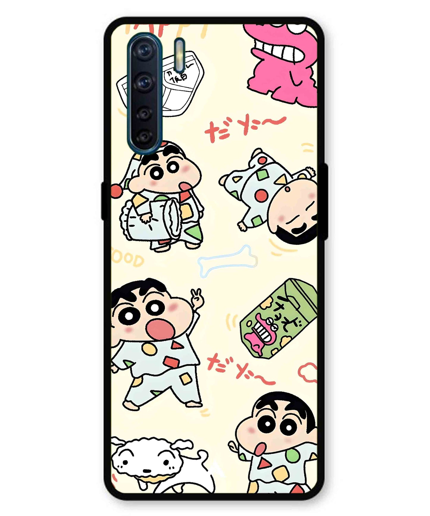 Shinchan Collage Metal Back Cover Phone Case for Oppo F15