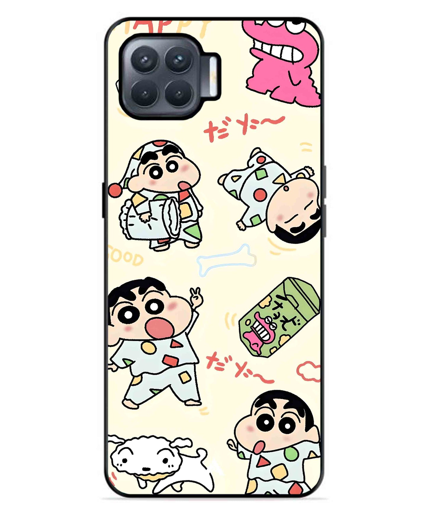 Shinchan Collage Metal Back Cover Phone Case for Oppo F17 Pro