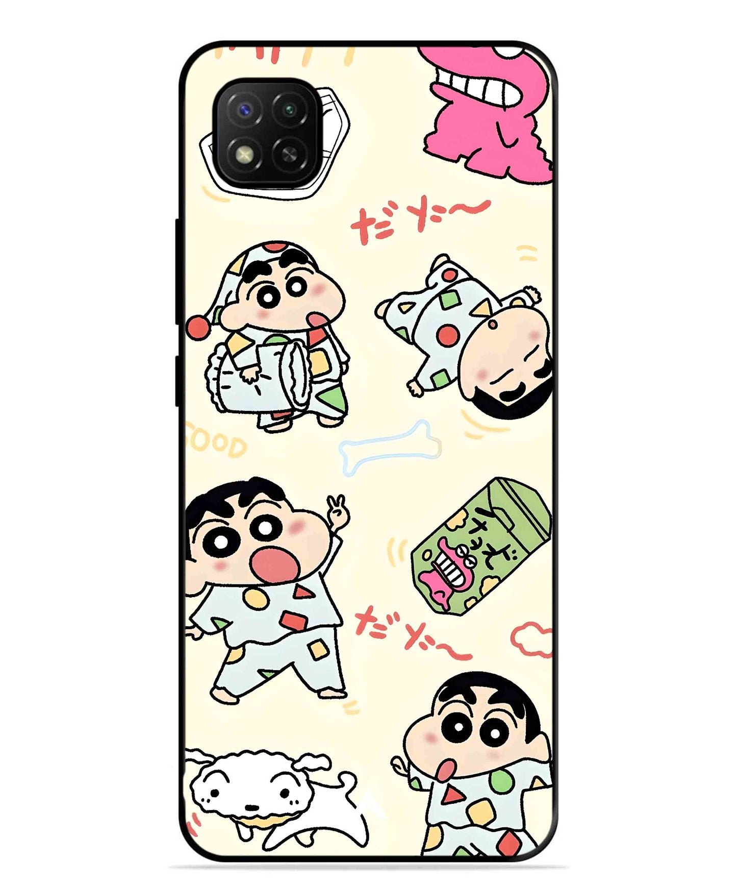 Shinchan Collage Metal Back Cover Phone Case for Poco C31