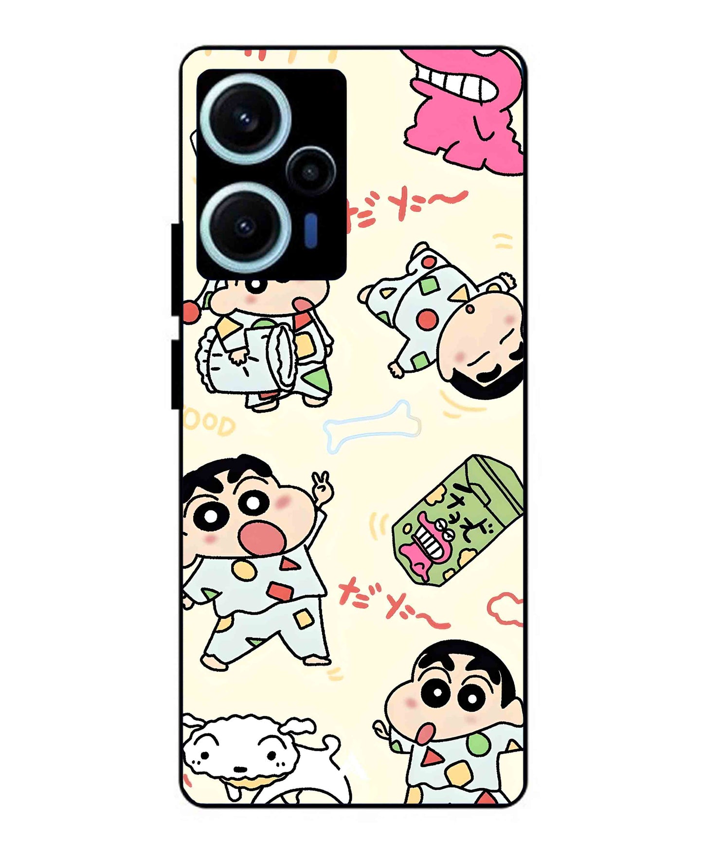 Shinchan Collage Metal Back Cover Phone Case for Poco F5