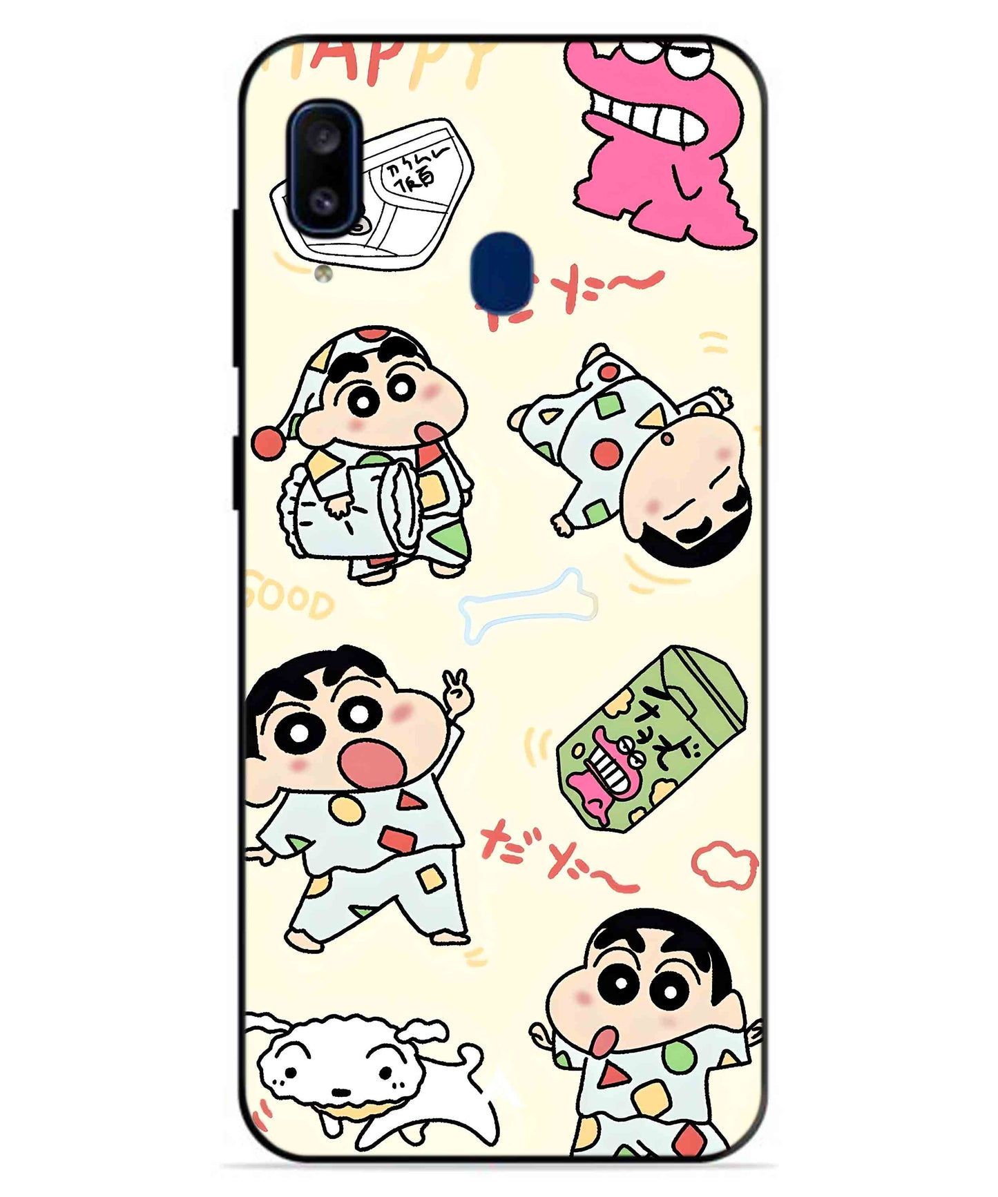 Shinchan Collage Metal Back Cover Phone Case for Samsung Galaxy A20