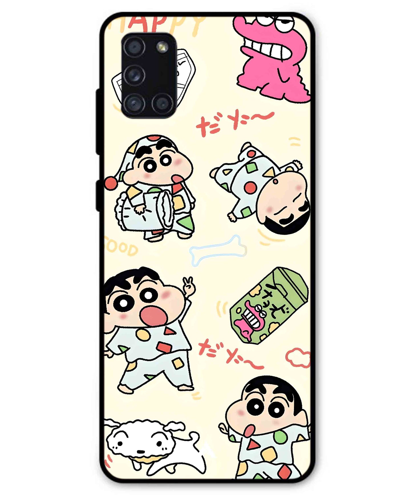 Shinchan Collage Metal Back Cover Phone Case for Samsung Galaxy A31