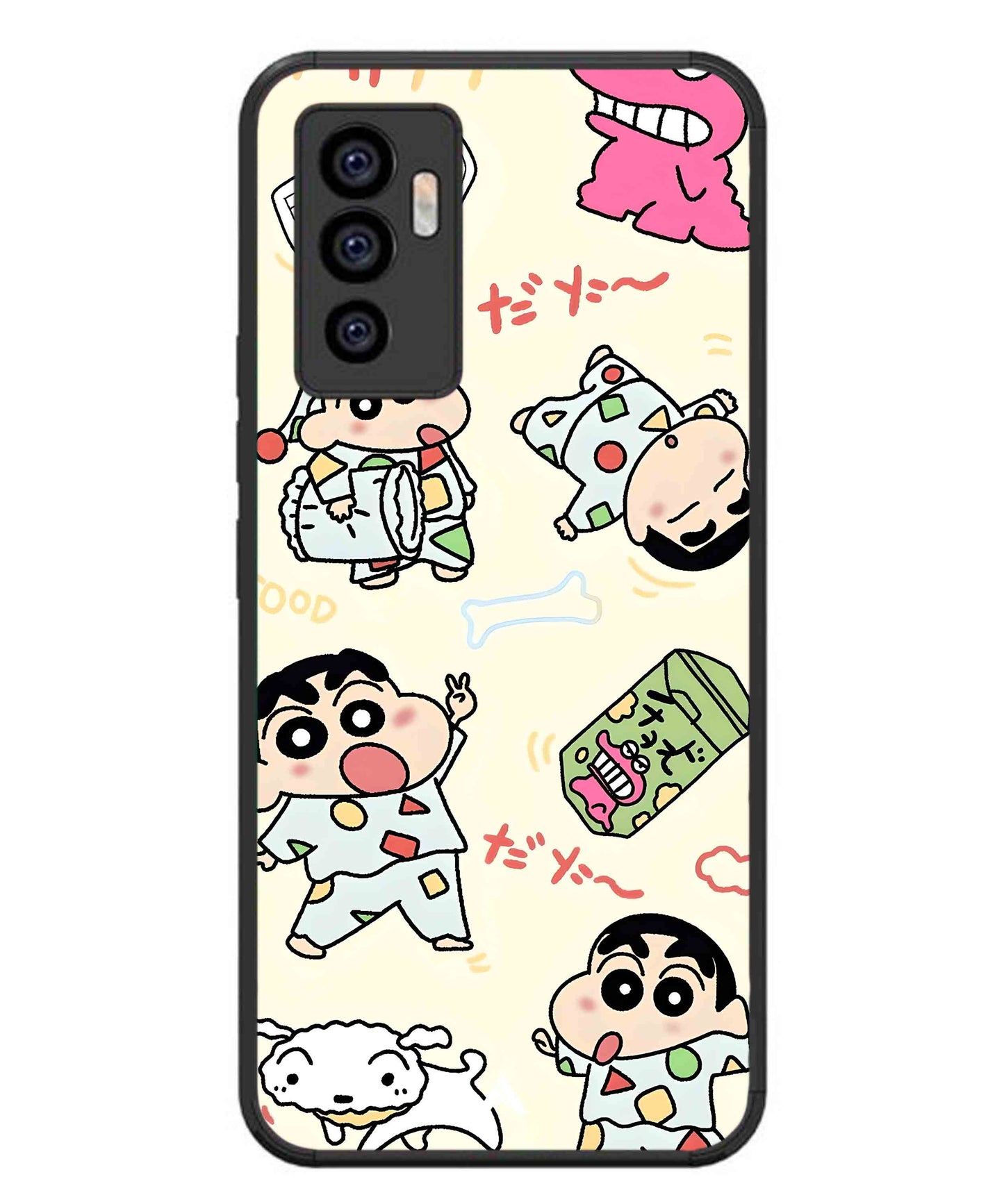 Shinchan Collage Metal Back Cover Phone Case for Vivo T1