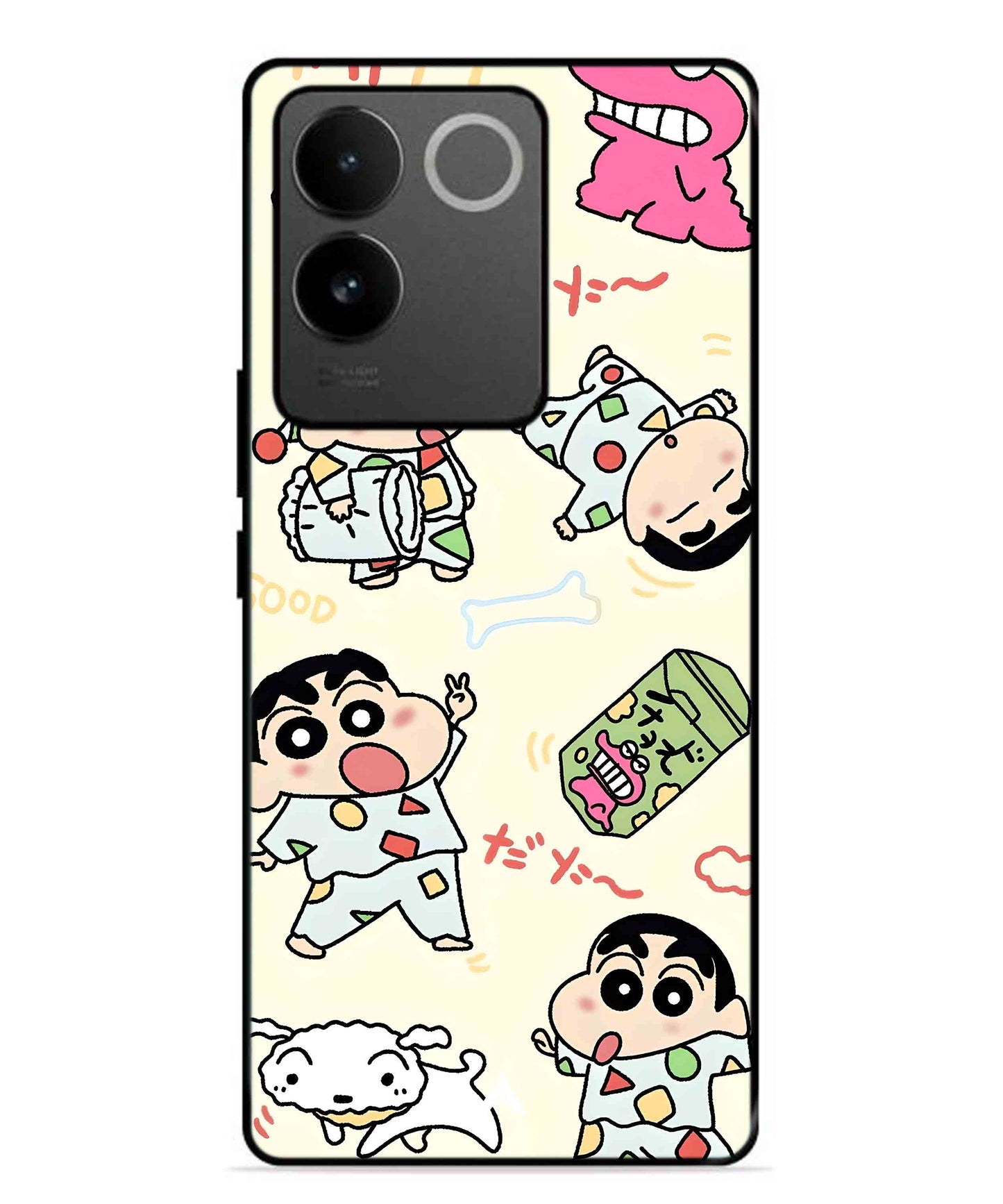 Shinchan Collage Metal Back Cover Phone Case for Vivo T2 Pro