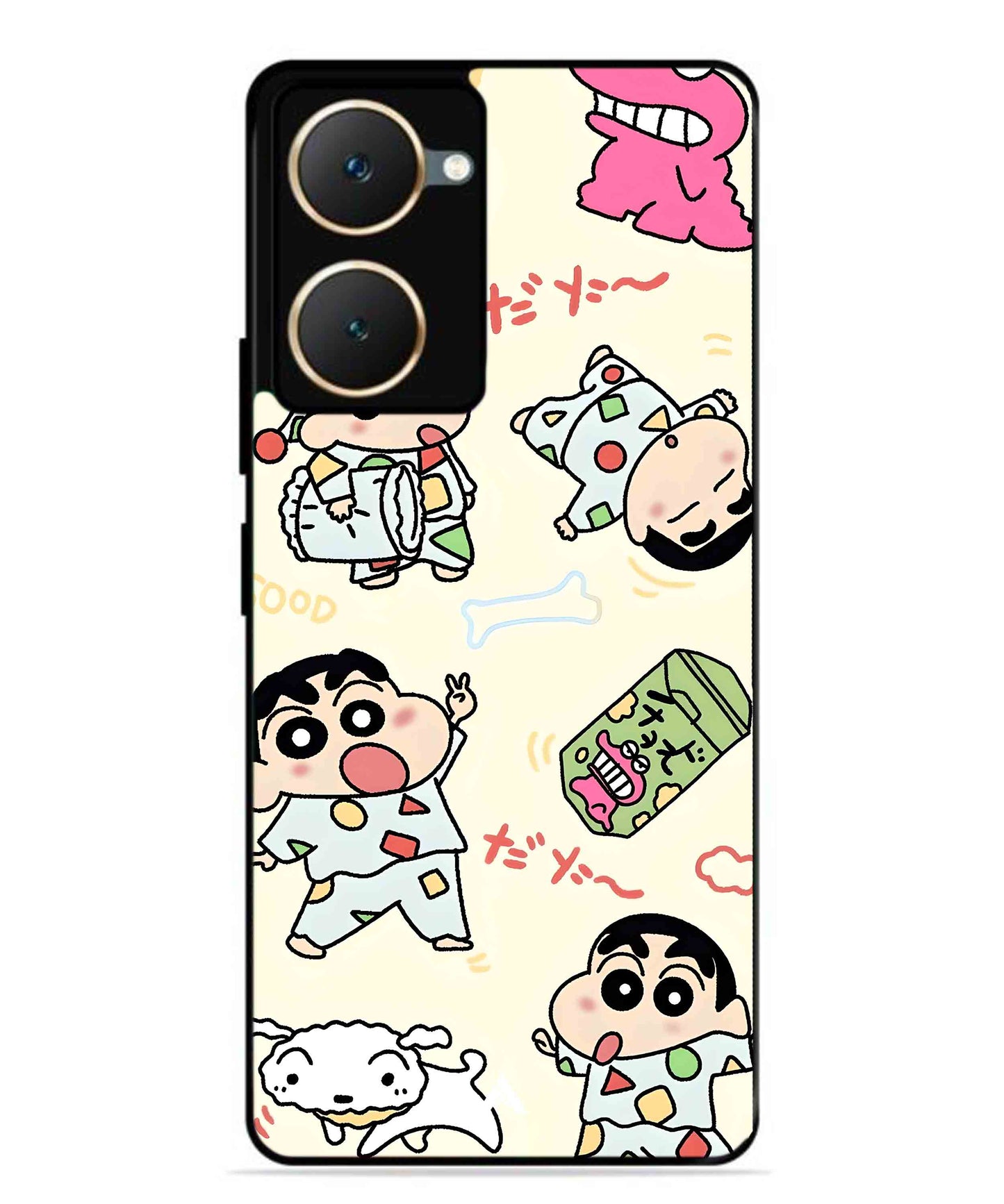 Shinchan Collage Metal Back Cover Phone Case for Vivo Y28s