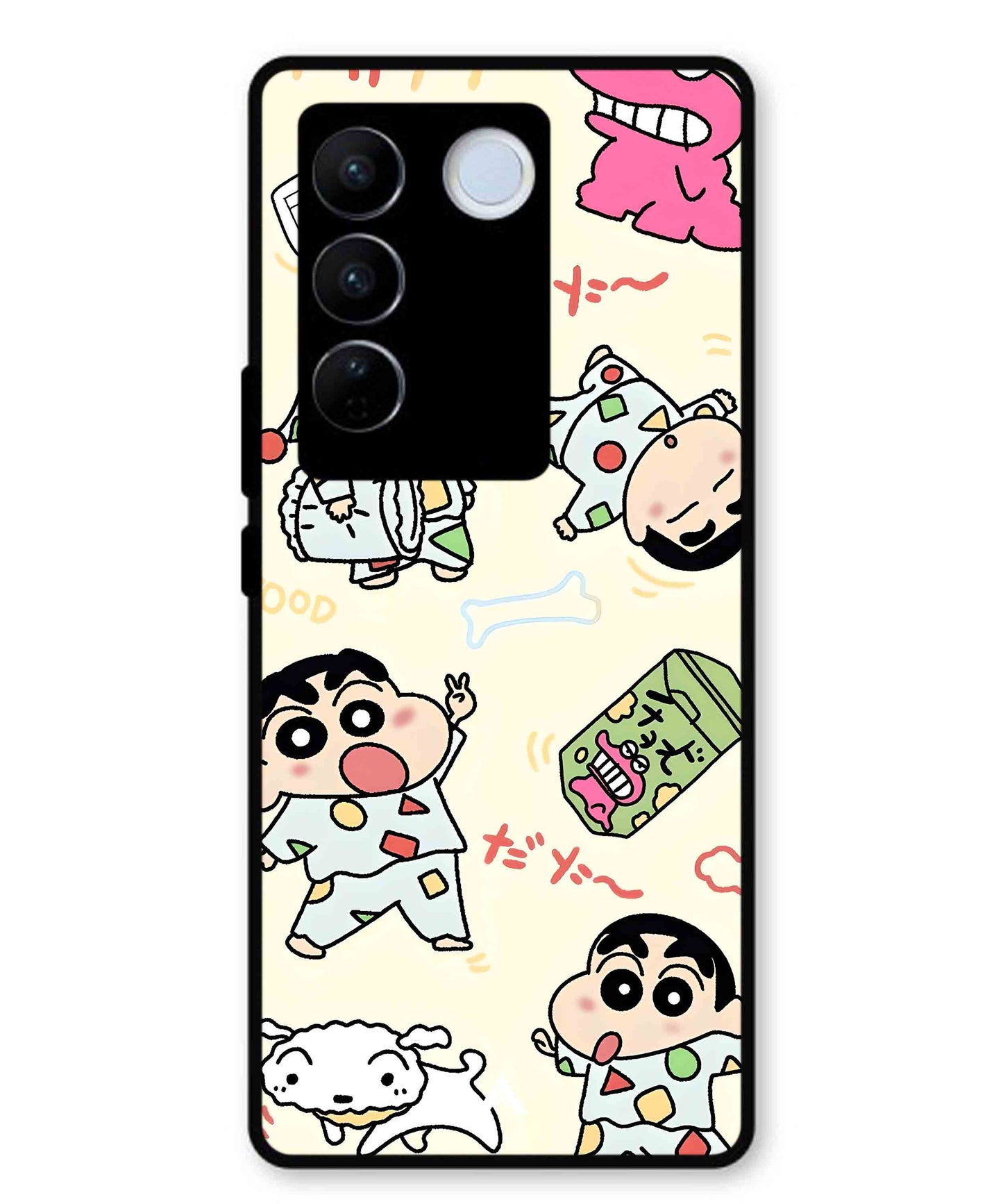 Shinchan Collage Metal Back Cover Phone Case for Vivo v27 Pro