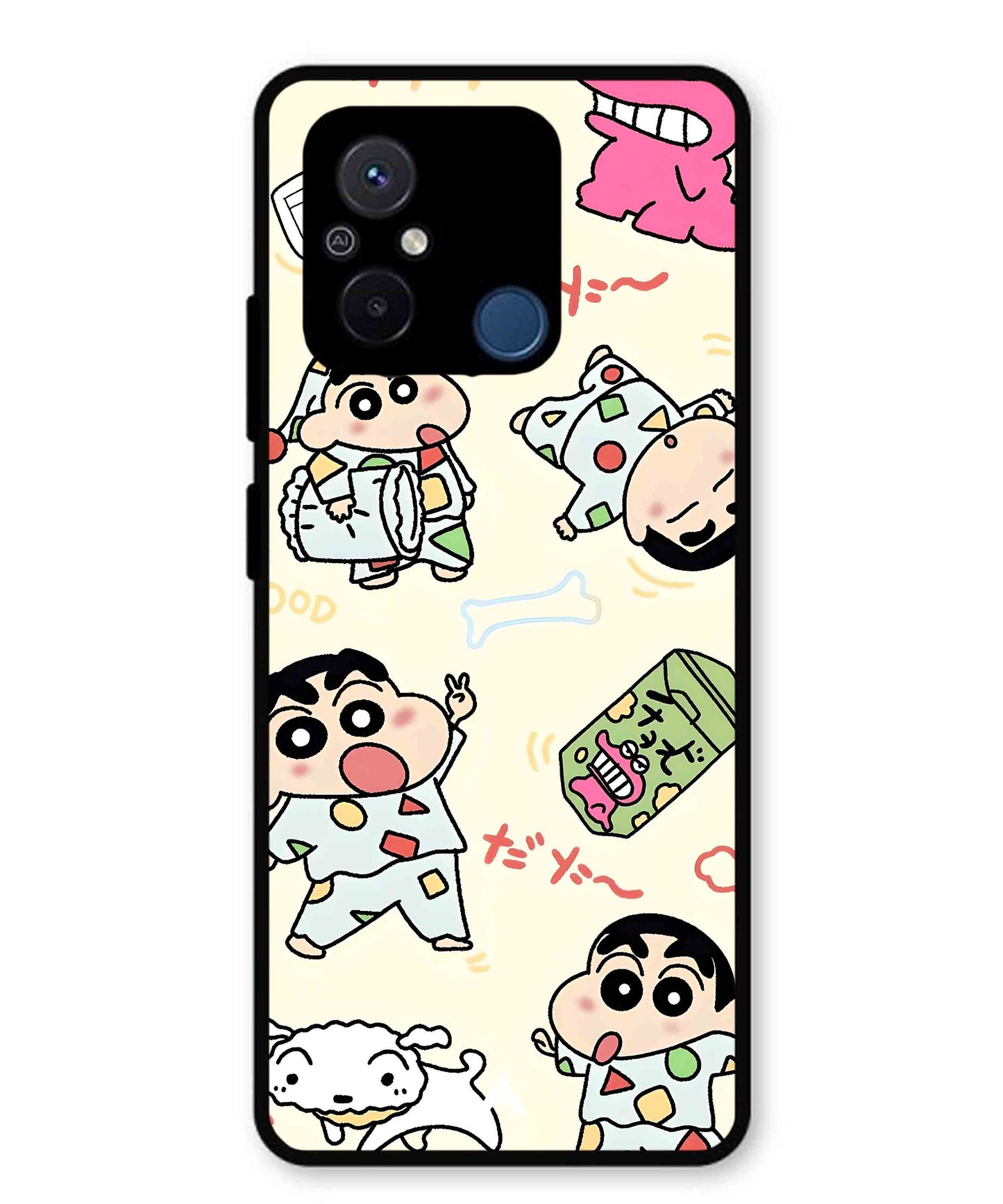 Shinchan Collage Metal Back Cover Phone Case for Xiaomi Redmi 12C