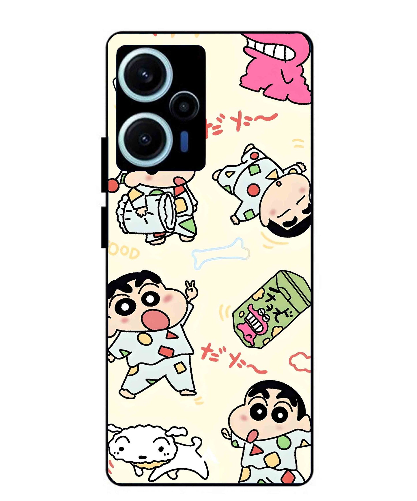 Shinchan Collage Metal Back Cover Phone Case for Xiaomi Redmi Note 12 Turbo