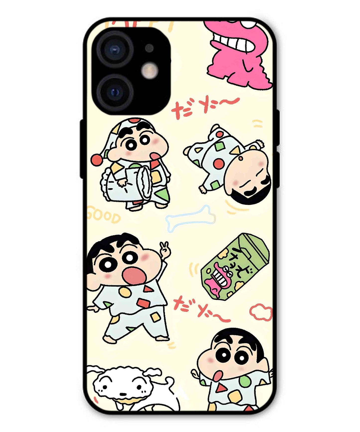 Shinchan Collage Metal Back Cover Phone Case for iPhone 13 Mini