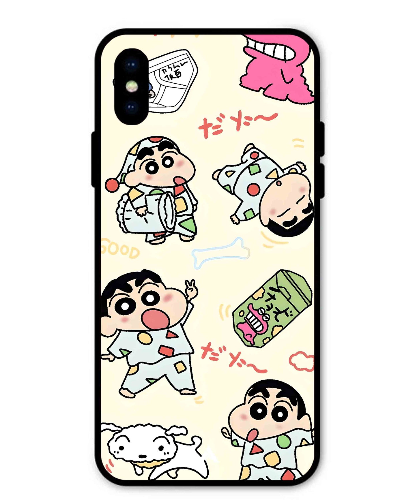 Shinchan Collage Metal Back Cover Phone Case for iPhone X