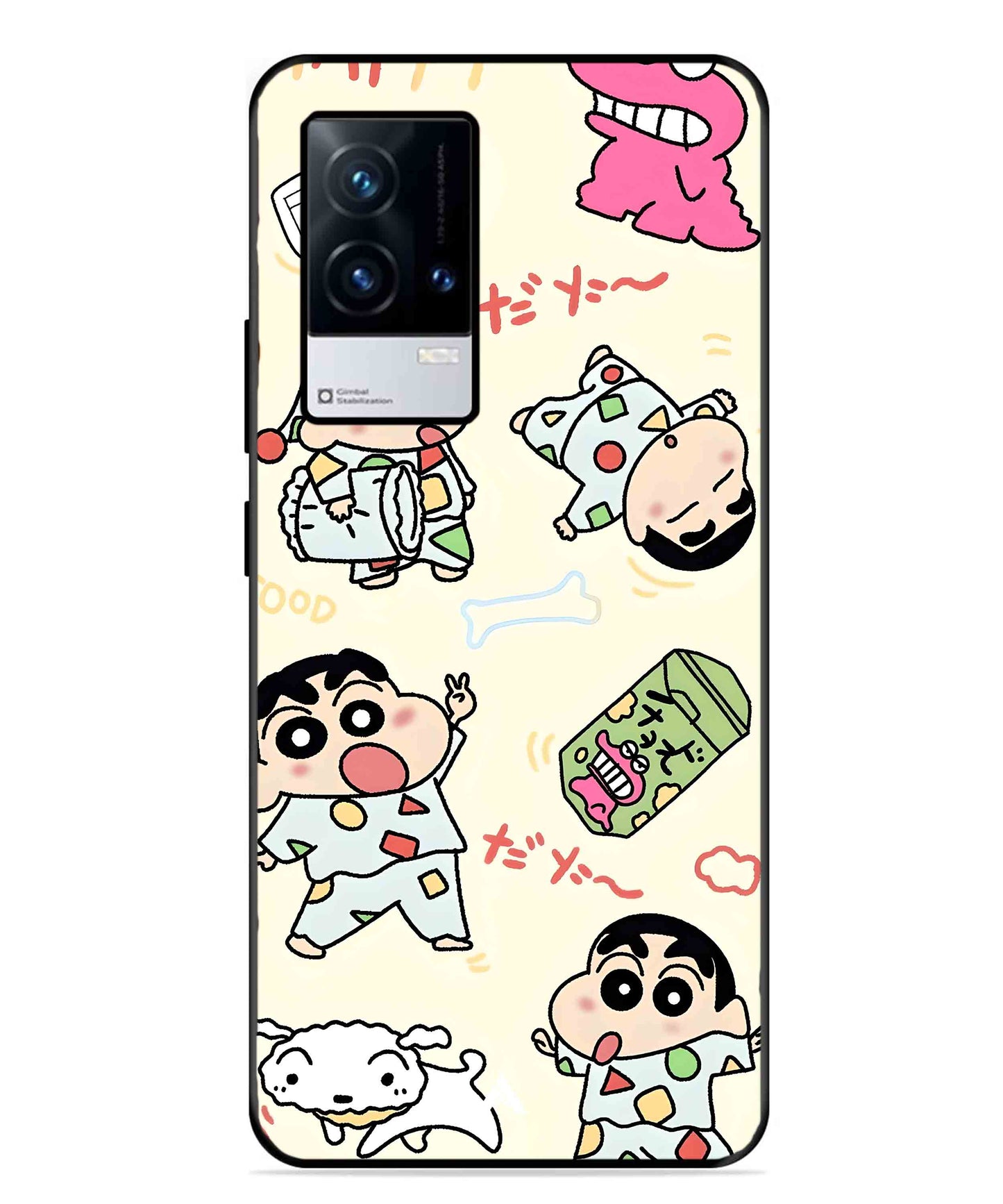Shinchan Collage Metal Back Cover Phone Case for iQOO 9