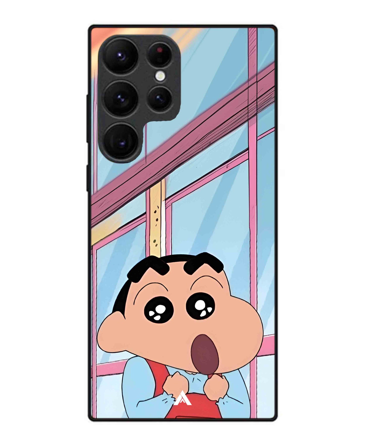 Shinchan Oouo Metal Back Cover Phone Case for Samsung Galaxy S22 Ultra
