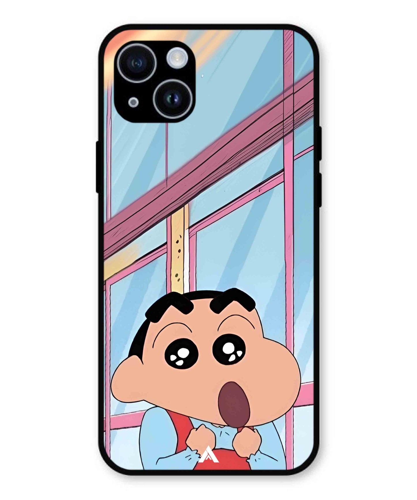 Shinchan Oouo Metal Back Cover Phone Case for iPhone 14
