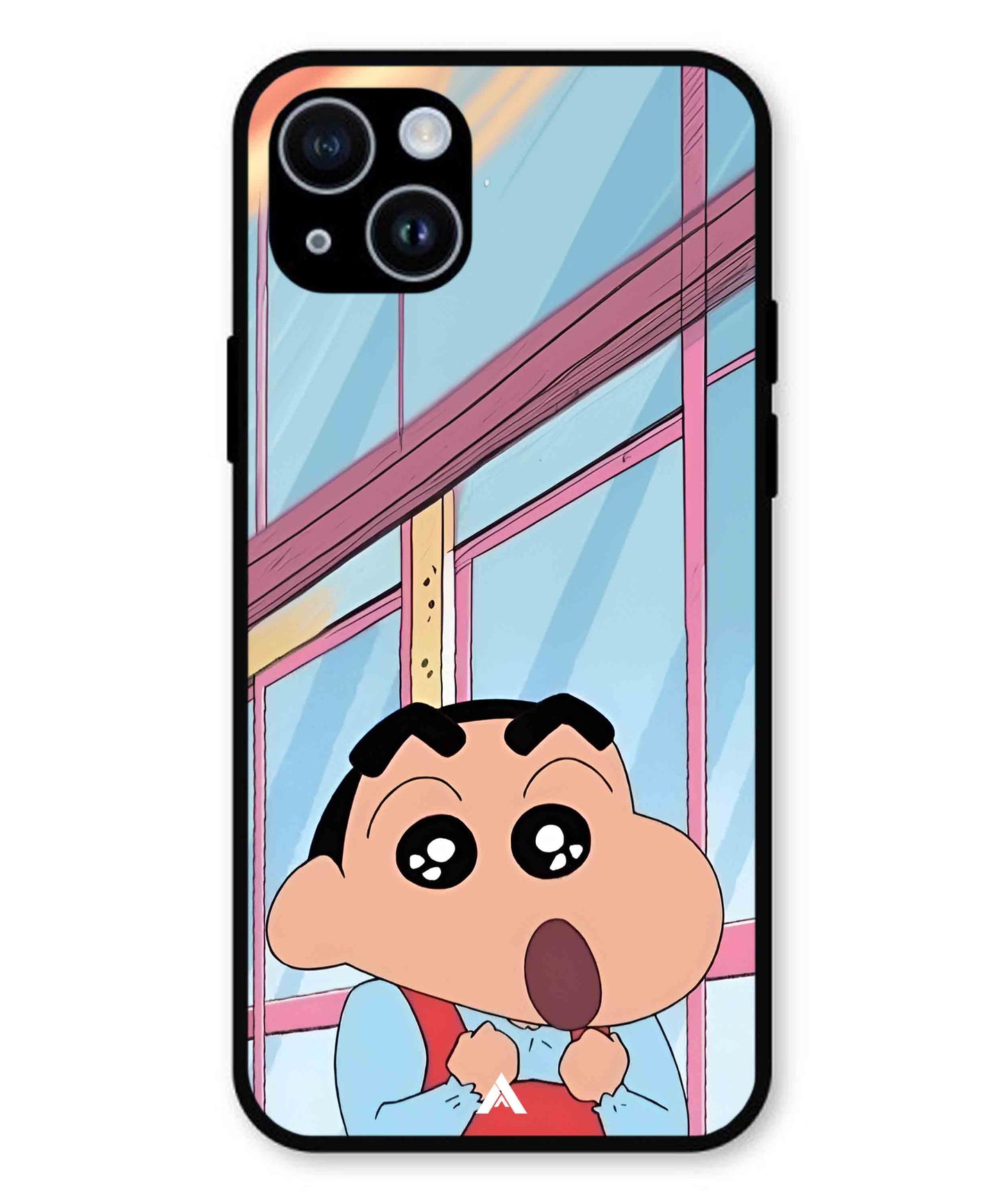 Shinchan Oouo Metal Back Cover Phone Case for iPhone 15 Plus