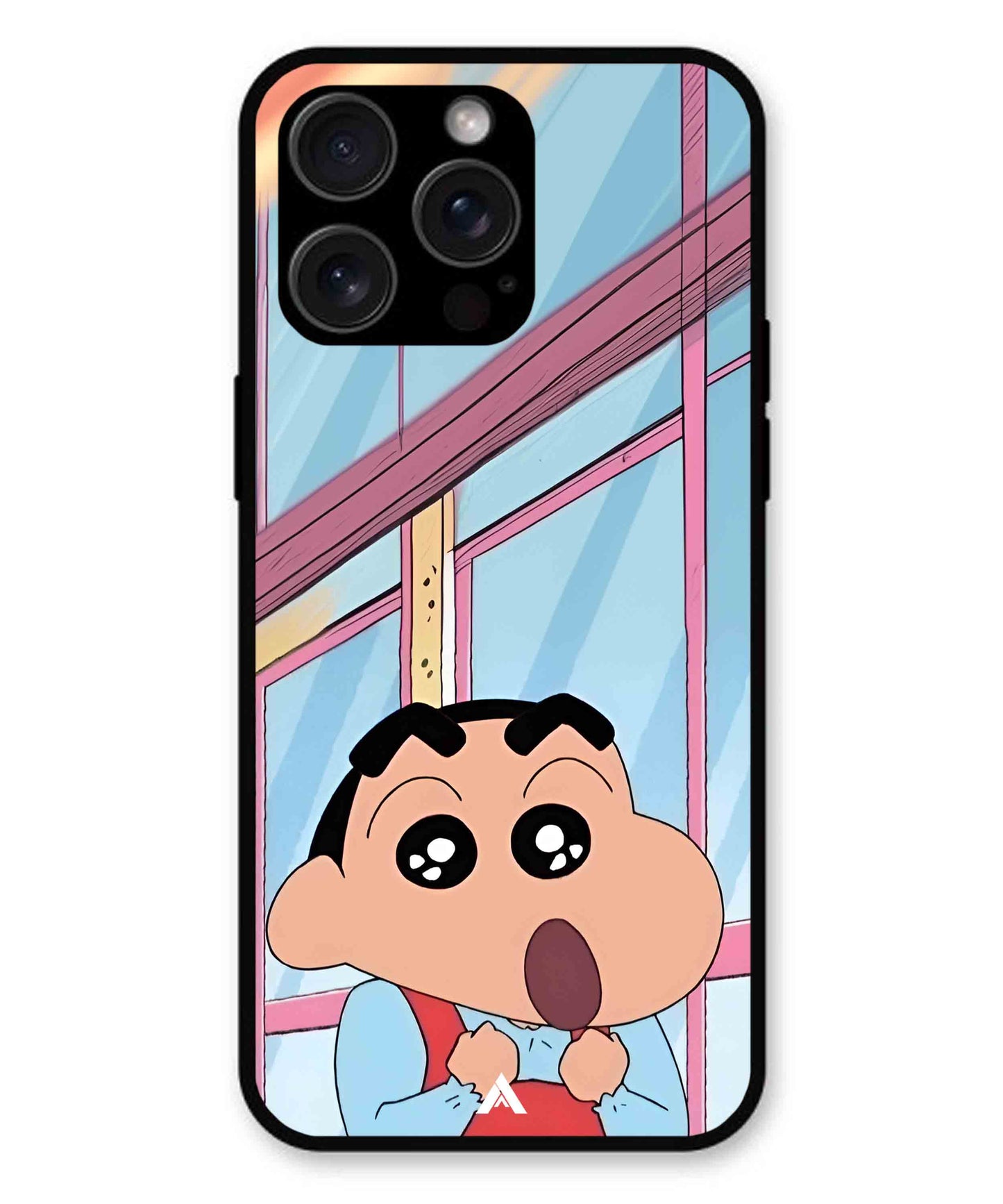 Shinchan Oouo Metal Back Cover Phone Case for iPhone 15 Pro Max