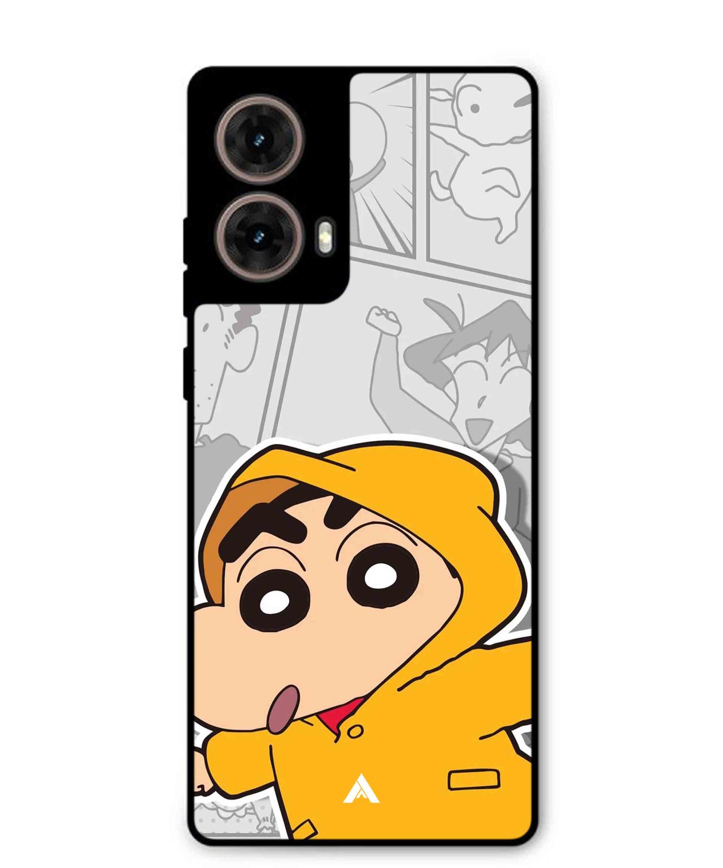 Shinchan Raincoat Metal Back Cover Phone Case for Moto Edge 50 Fusion