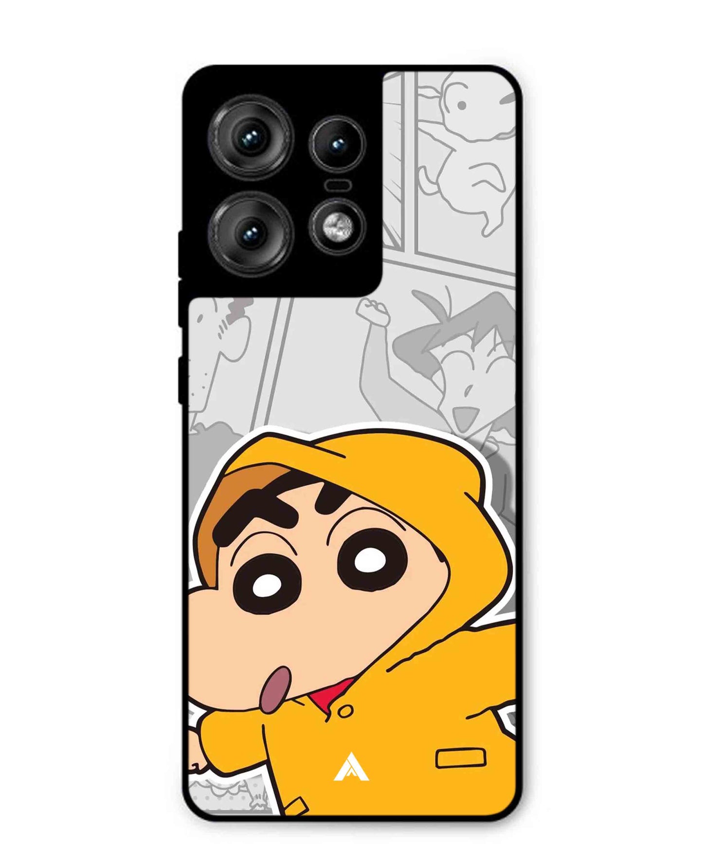 Shinchan Raincoat Metal Back Cover Phone Case for Moto Edge 50 Pro