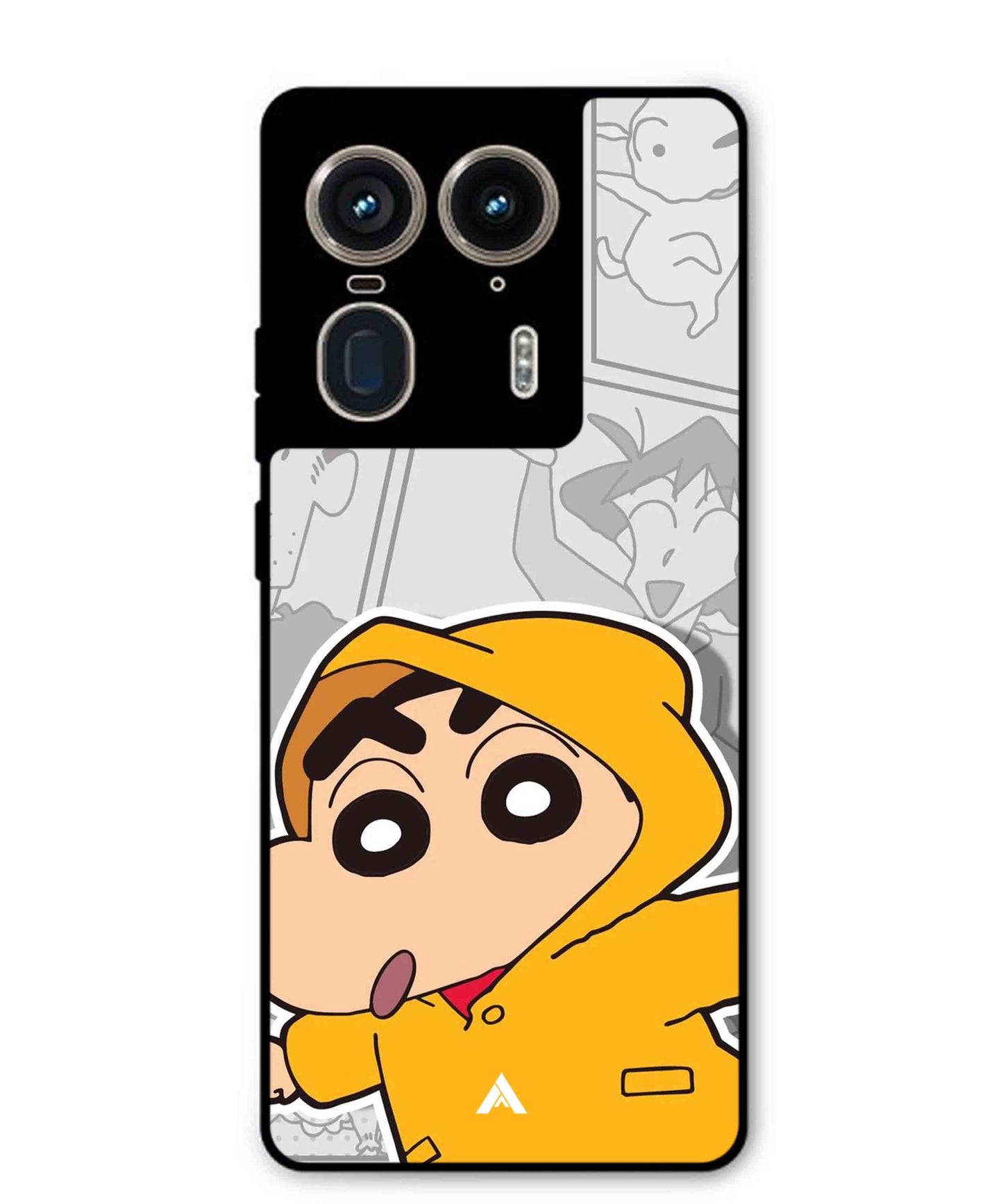 Shinchan Raincoat Metal Back Cover Phone Case for Moto Edge 50 Ultra
