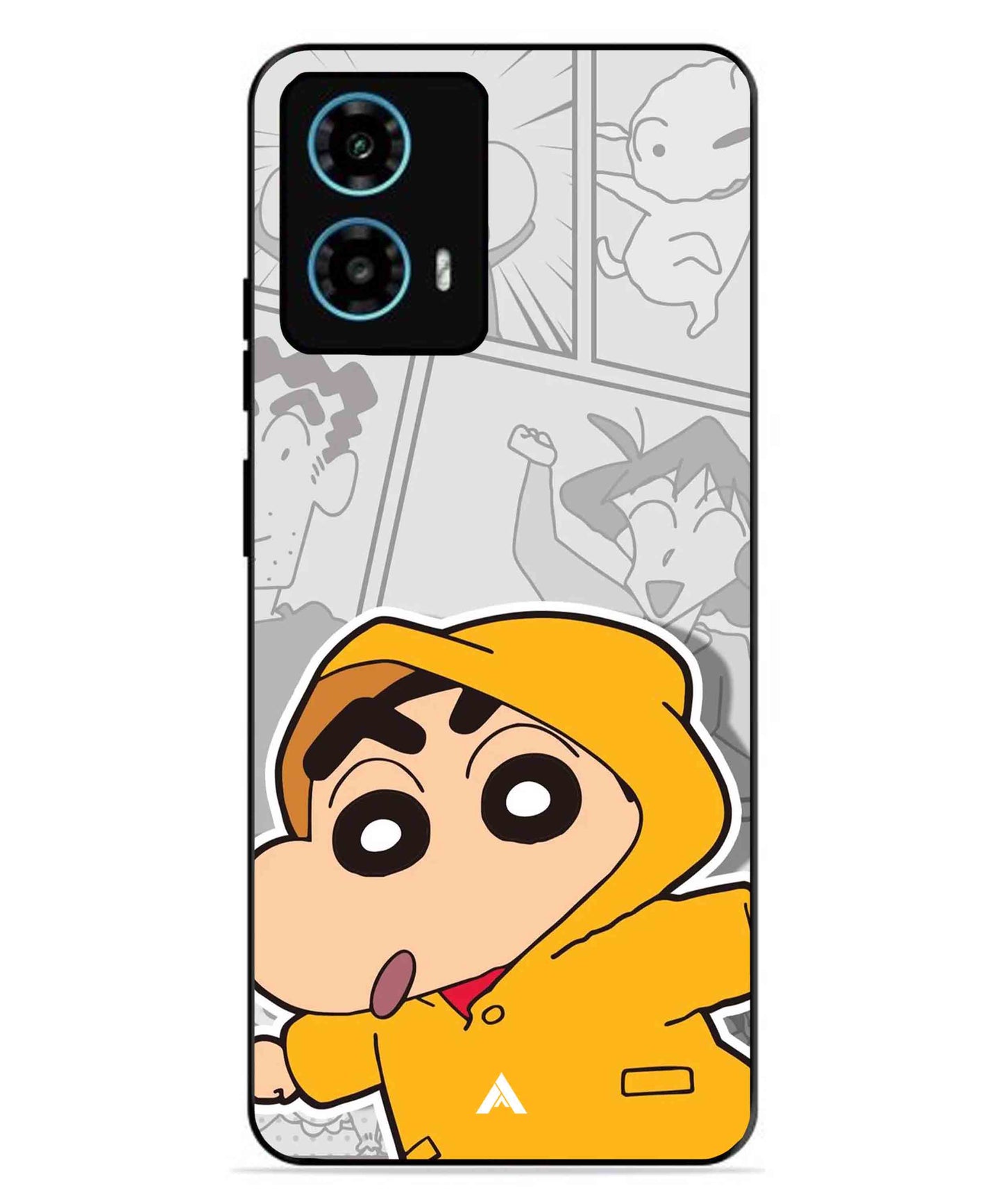 Shinchan Raincoat Metal Back Cover Phone Case for Moto G34