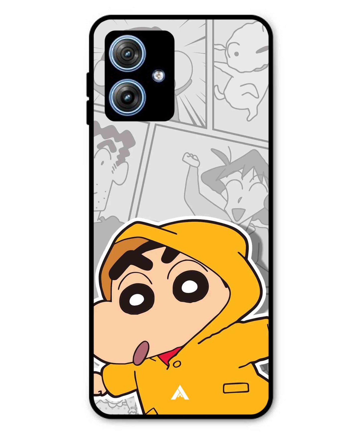 Shinchan Raincoat Metal Back Cover Phone Case for Moto G54