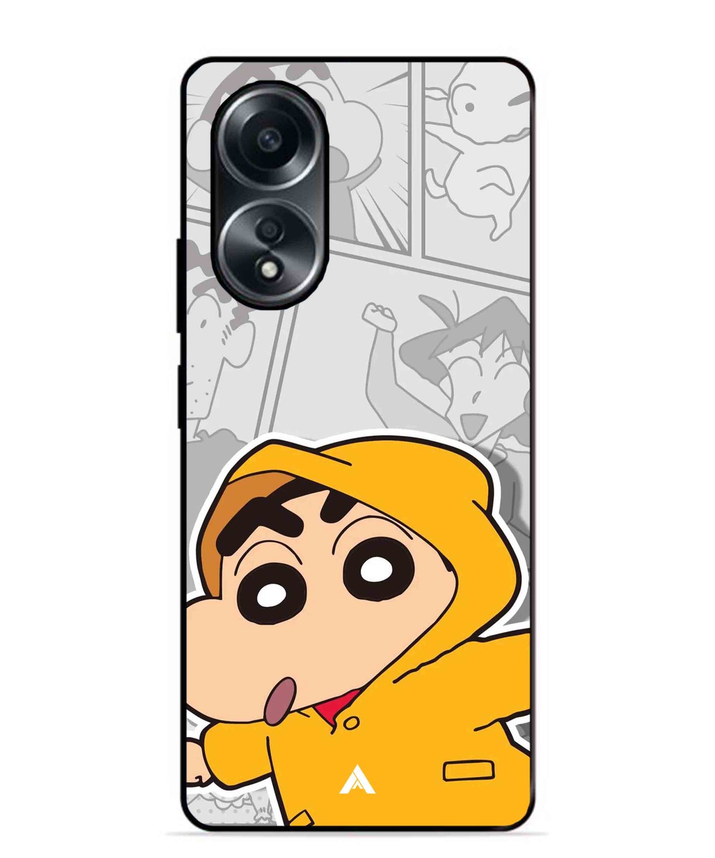 Shinchan Raincoat Metal Back Cover Phone Case for Oppo A58
