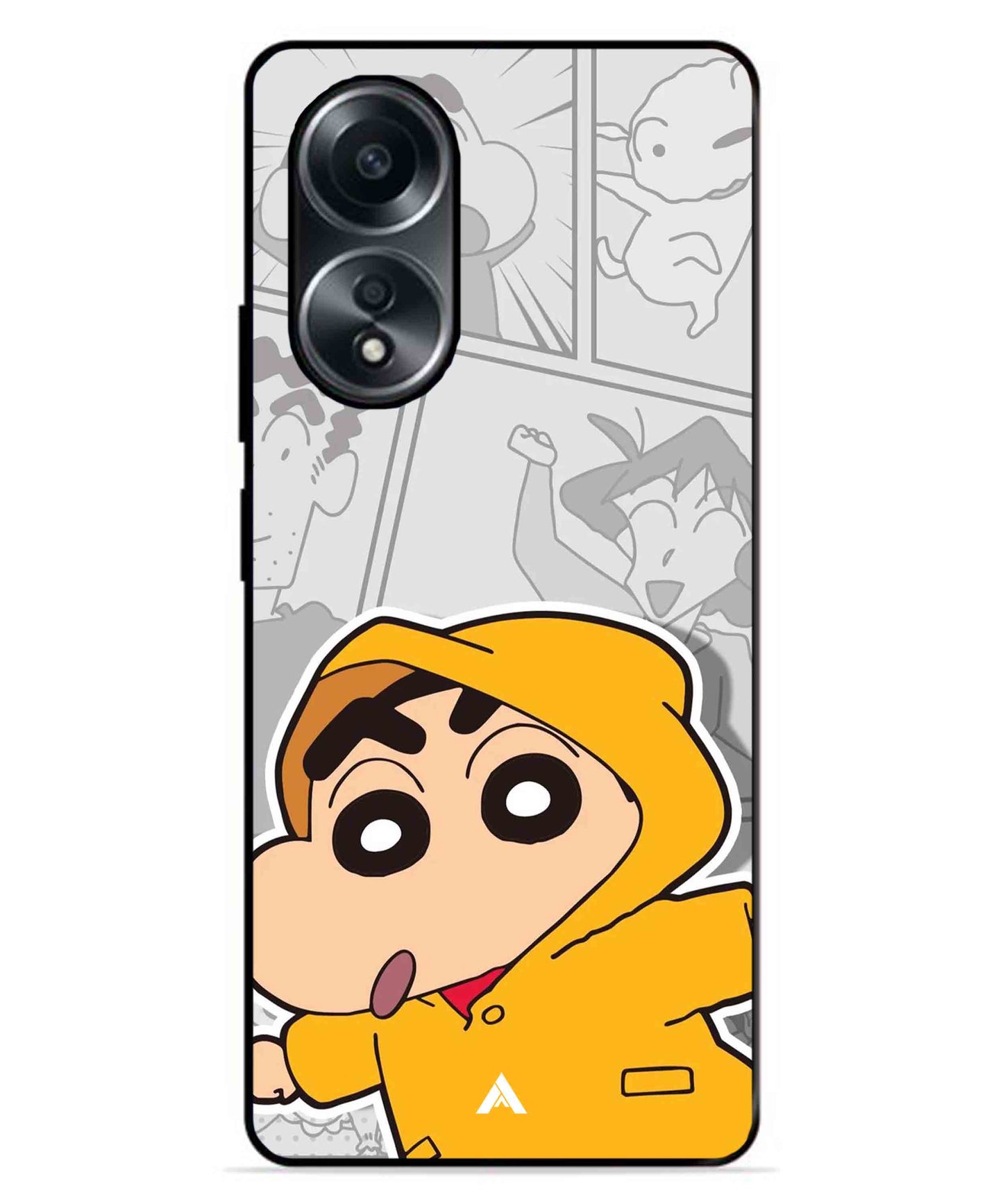 Shinchan Raincoat Metal Back Cover Phone Case for Oppo A78