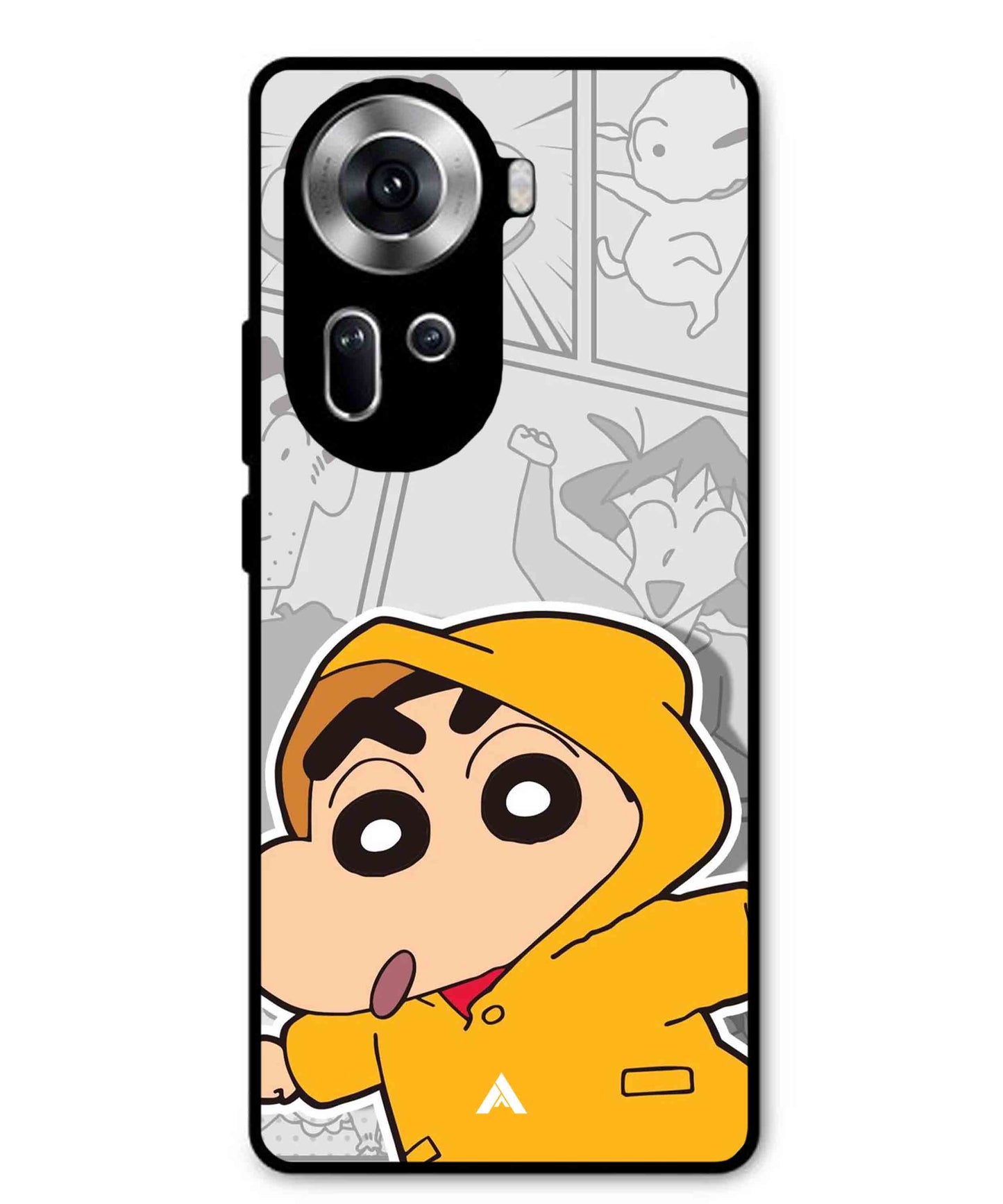 Shinchan Raincoat Metal Back Cover Phone Case for Oppo Reno 11