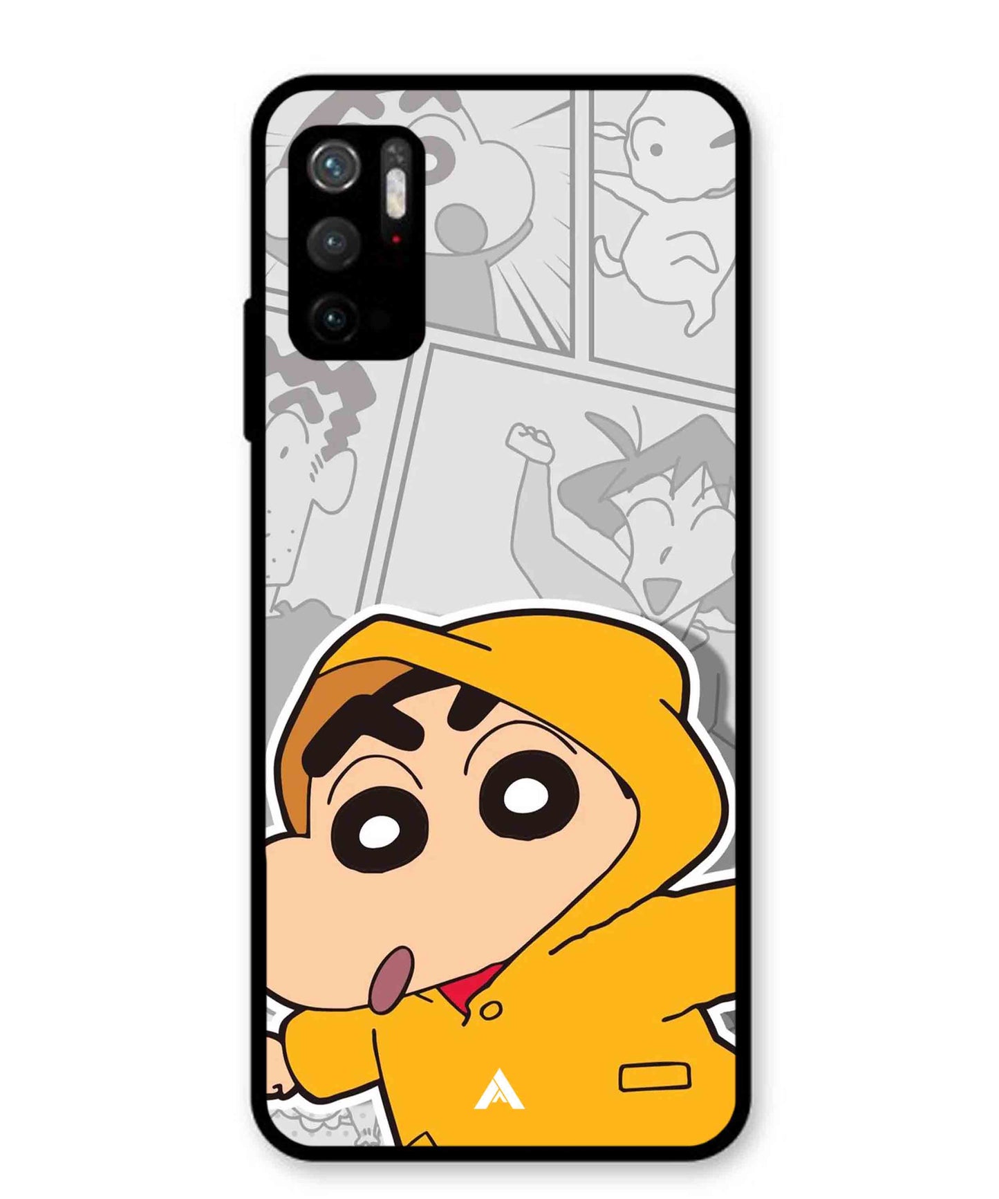 Shinchan Raincoat Metal Back Cover Phone Case for Poco M3 Pro