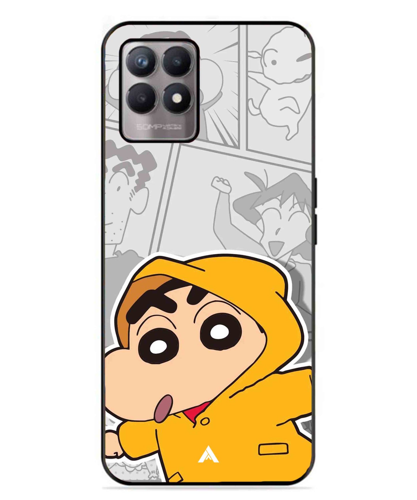 Shinchan Raincoat Metal Back Cover Phone Case for Realme Narzo 50