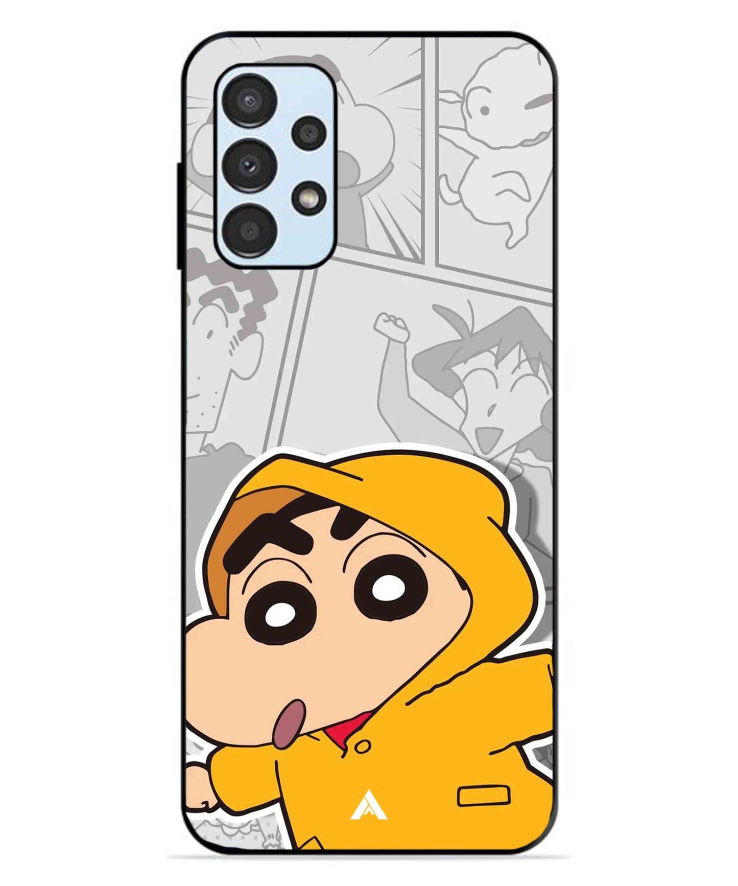 Shinchan Raincoat Metal Back Cover Phone Case for Samsung Galaxy A13 4G