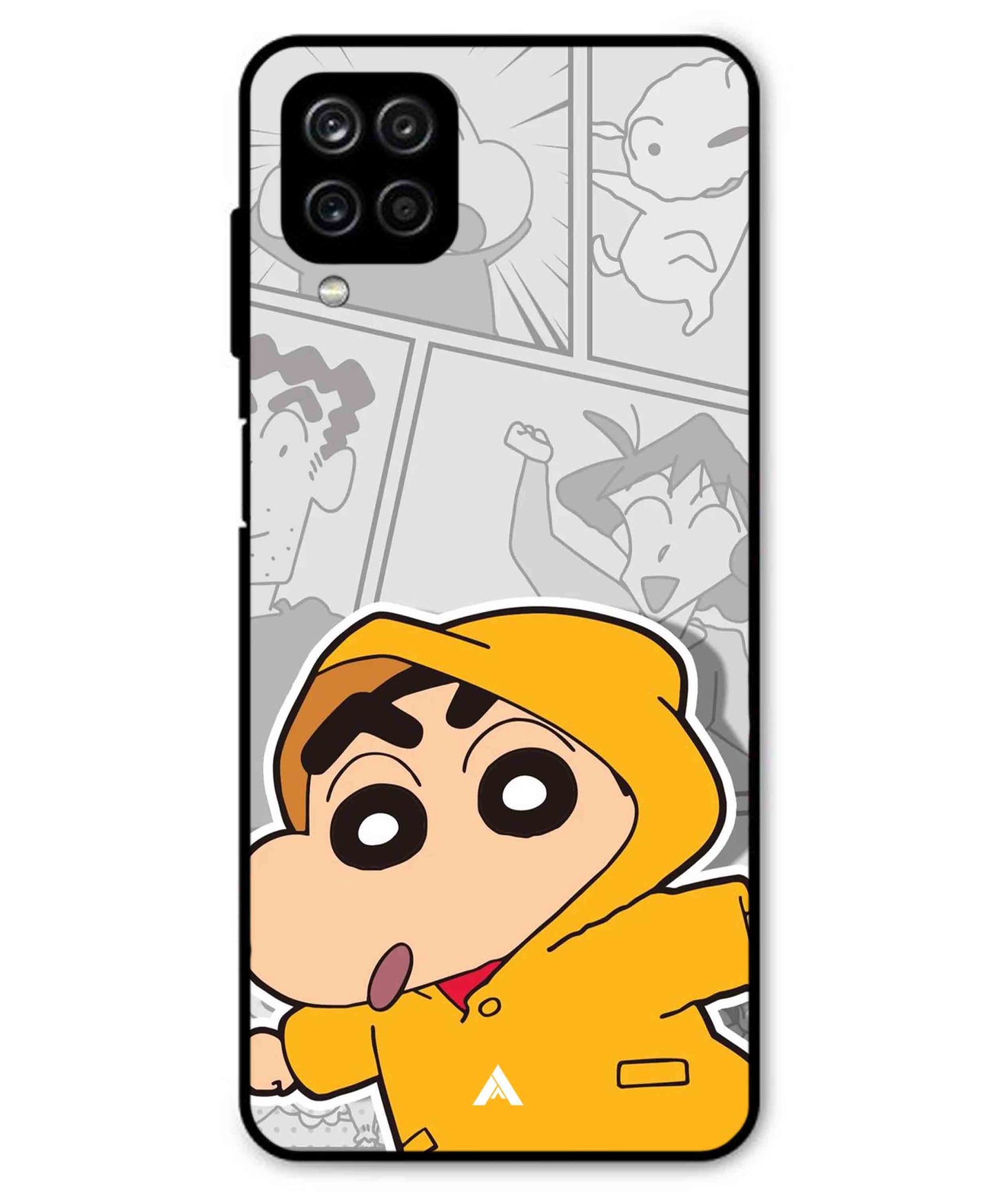 Shinchan Raincoat Metal Back Cover Phone Case for Samsung Galaxy A22 4G