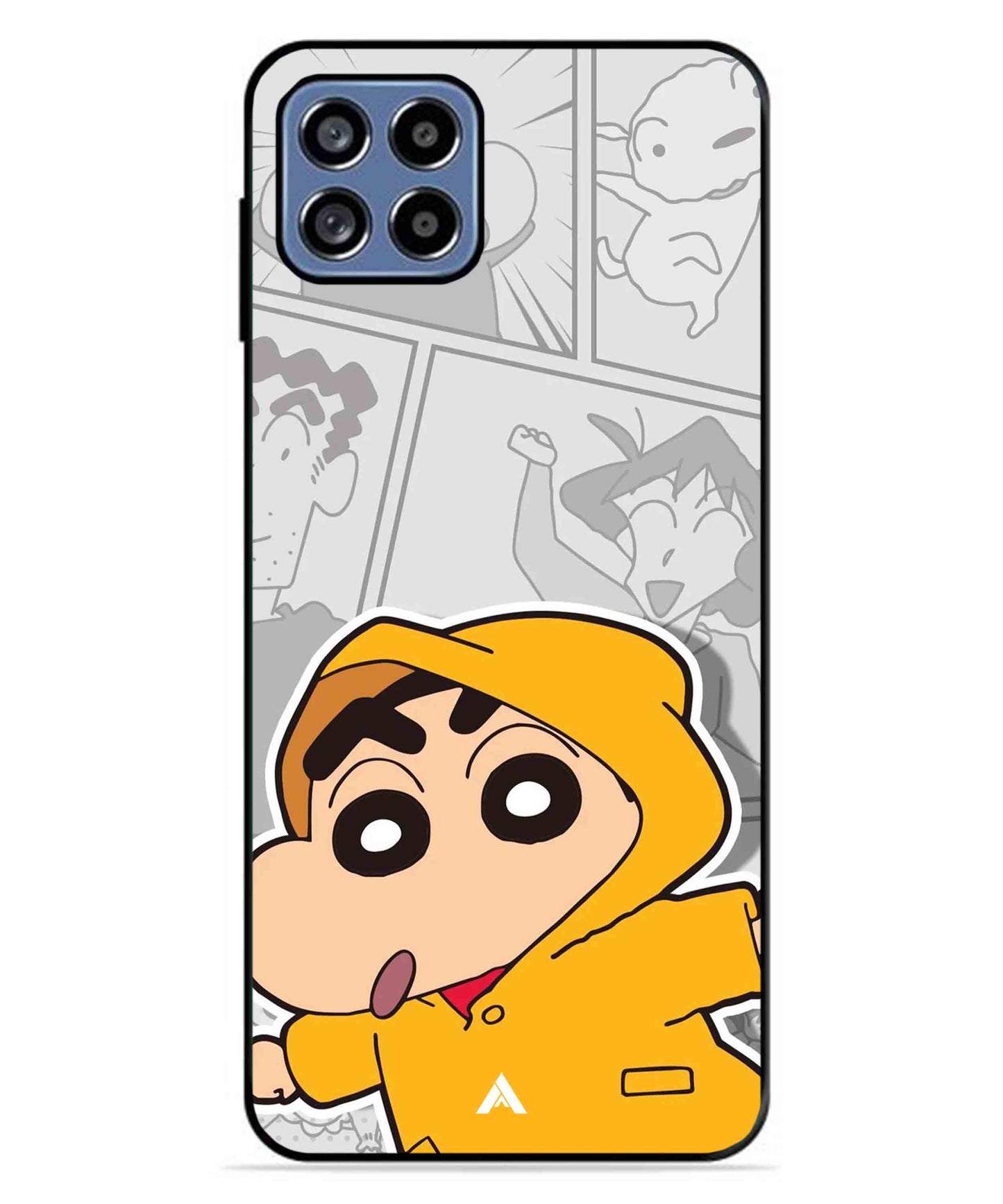 Shinchan Raincoat Metal Back Cover Phone Case for Samsung Galaxy A22 5G