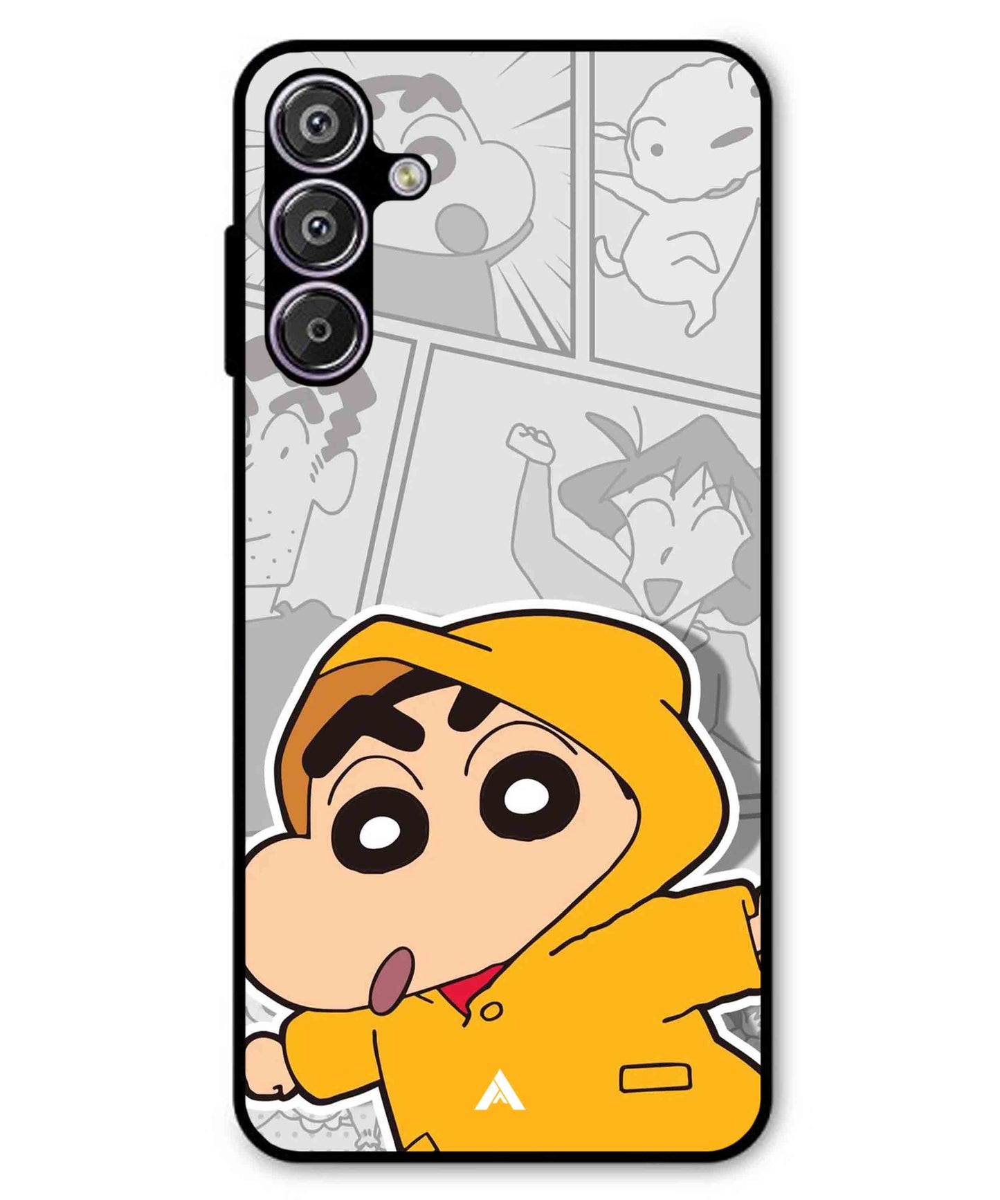 Shinchan Raincoat Metal Back Cover Phone Case for Samsung Galaxy F15