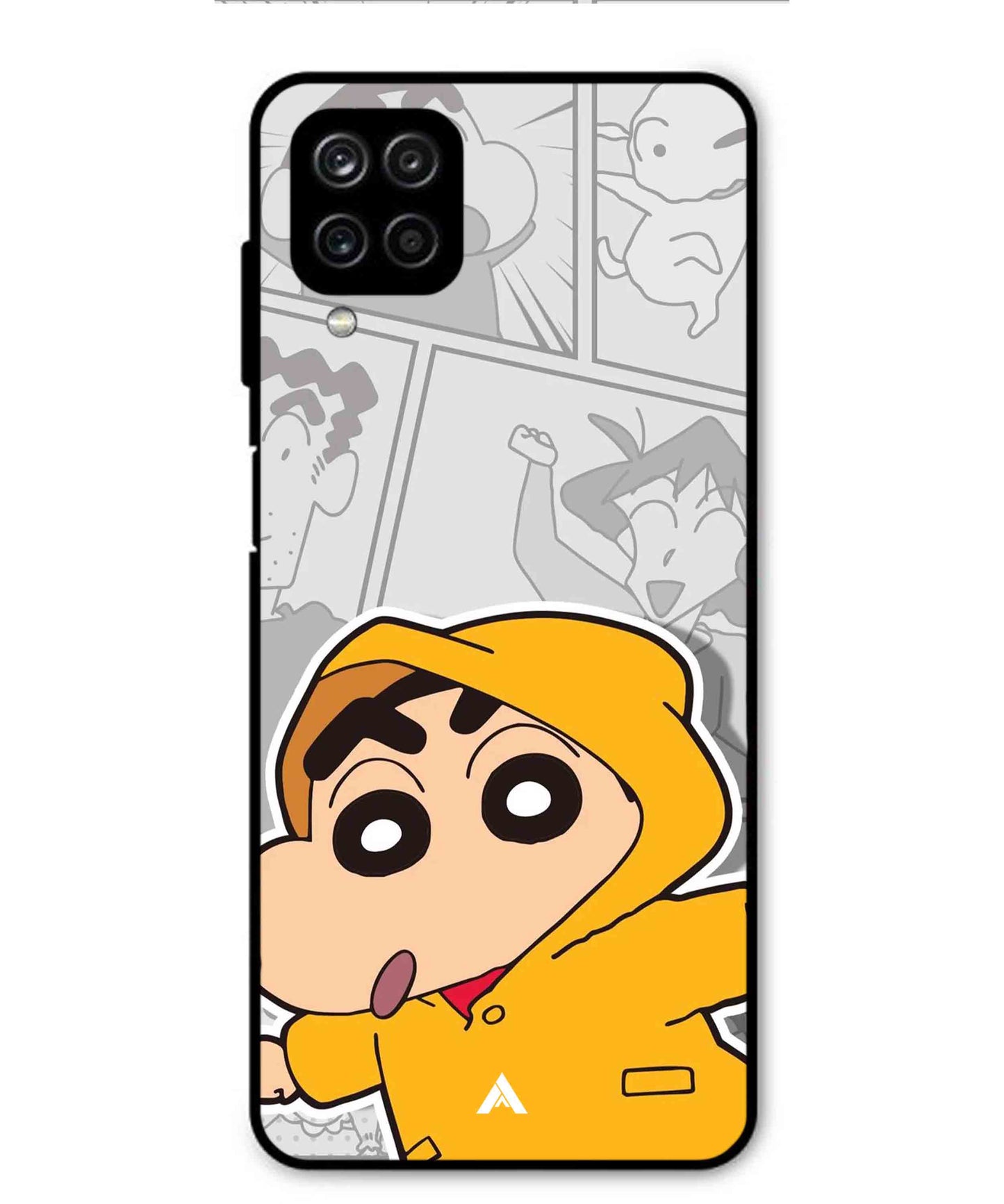Shinchan Raincoat Metal Back Cover Phone Case for Samsung Galaxy M12