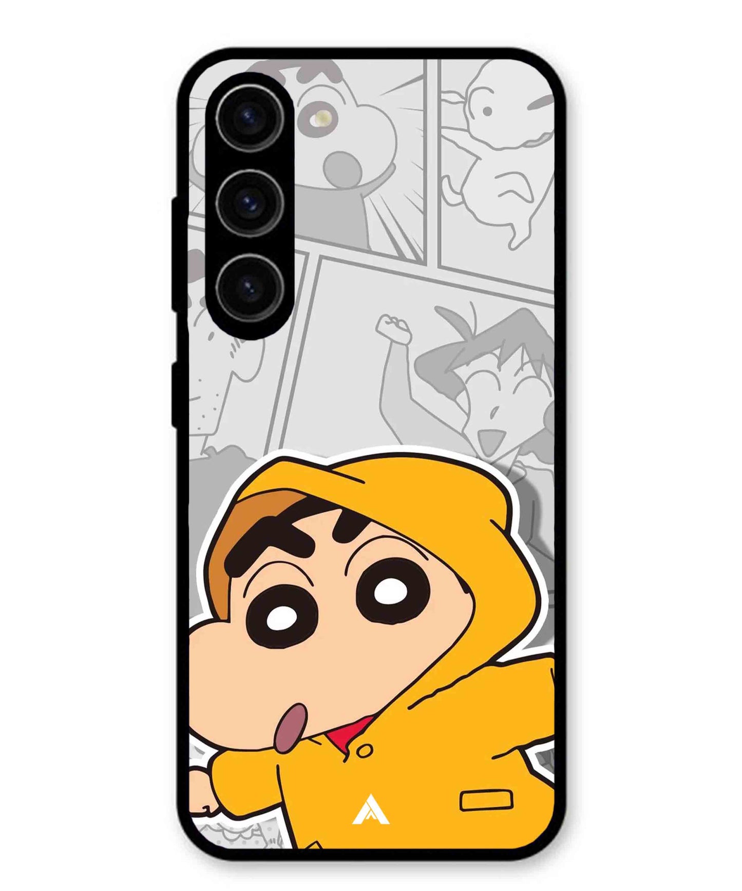 Shinchan Raincoat Metal Back Cover Phone Case for Samsung Galaxy S23