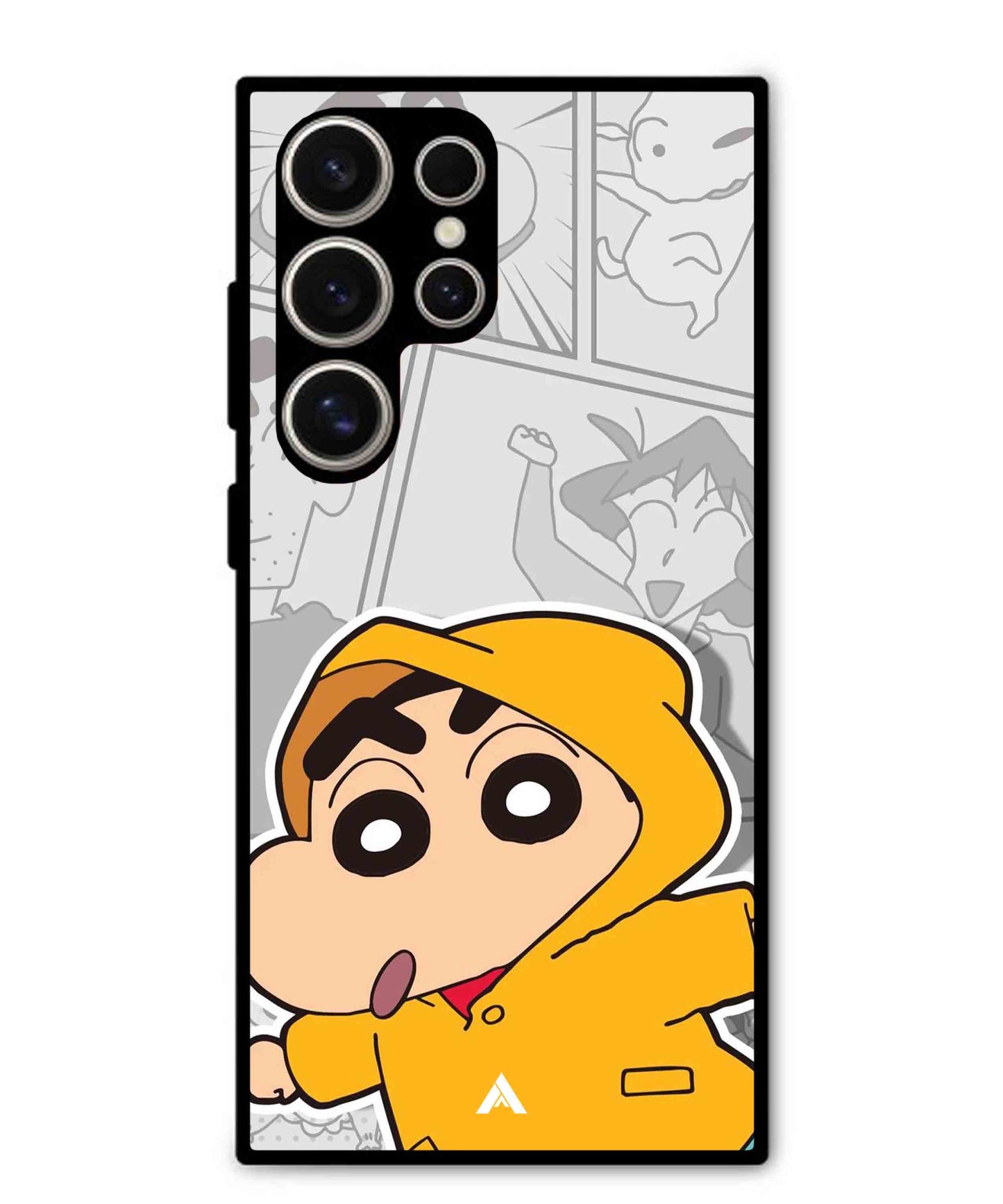 Shinchan Raincoat Metal Back Cover Phone Case for Samsung Galaxy S24 Ultra