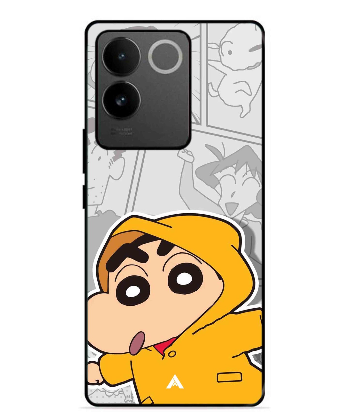 Shinchan Raincoat Metal Back Cover Phone Case for Vivo T2 Pro