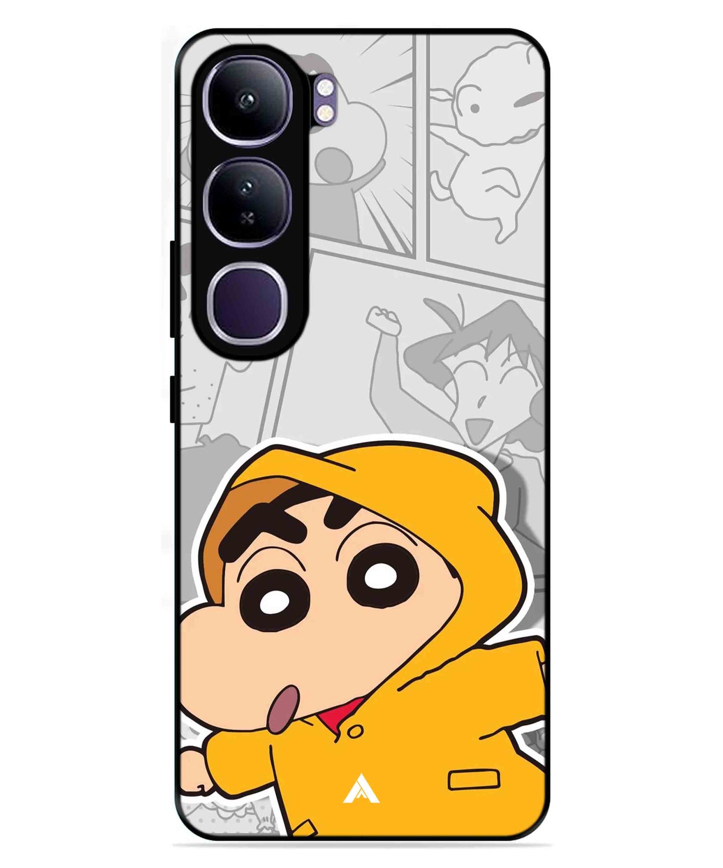 Shinchan Raincoat Metal Back Cover Phone Case for Vivo Y300